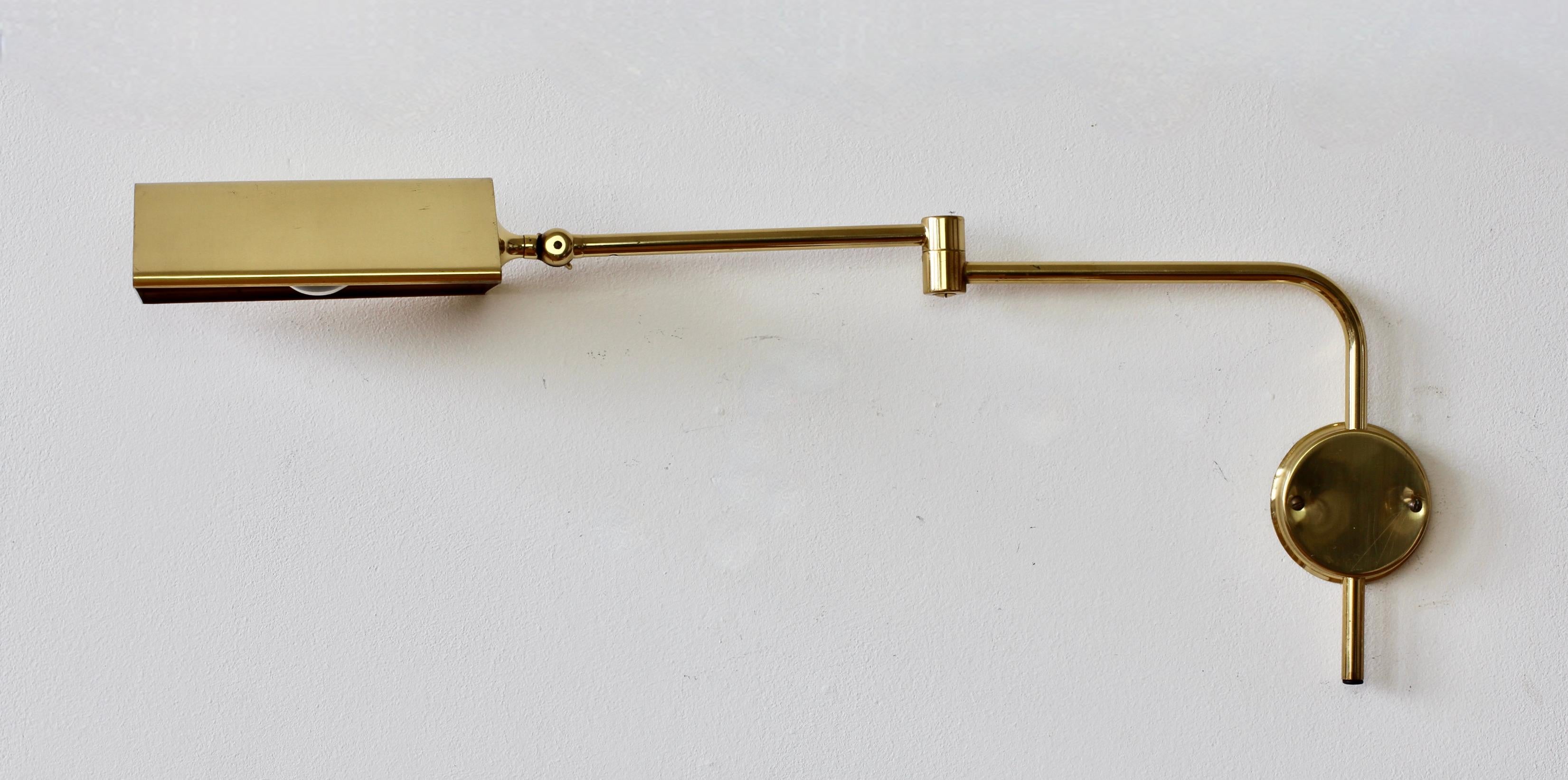 Florian Schulz Vintage Modernist Brass 1970s Adjustable Reading Wall Lamp Light For Sale 6