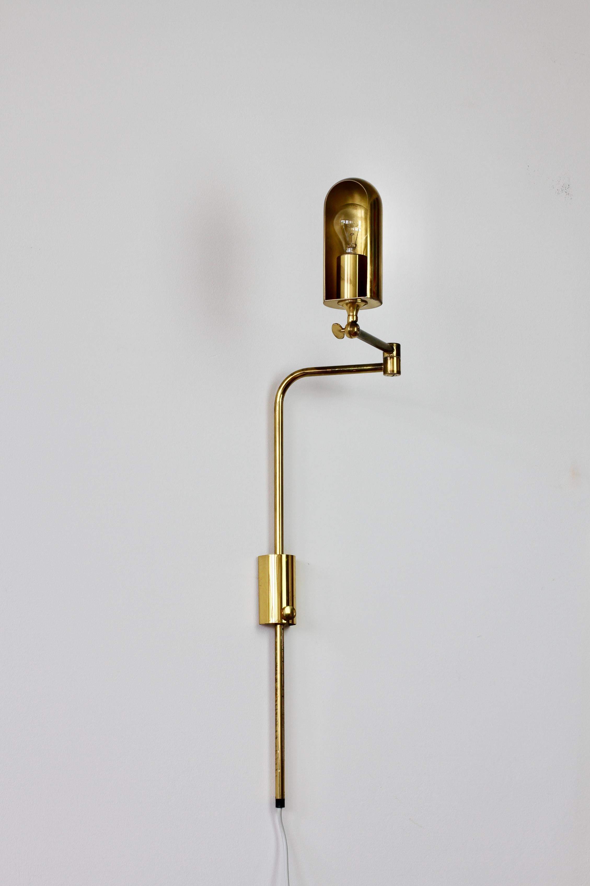 Florian Schulz Vintage Modernist Brass 1970s Adjustable Reading Wall Lamp Light 9