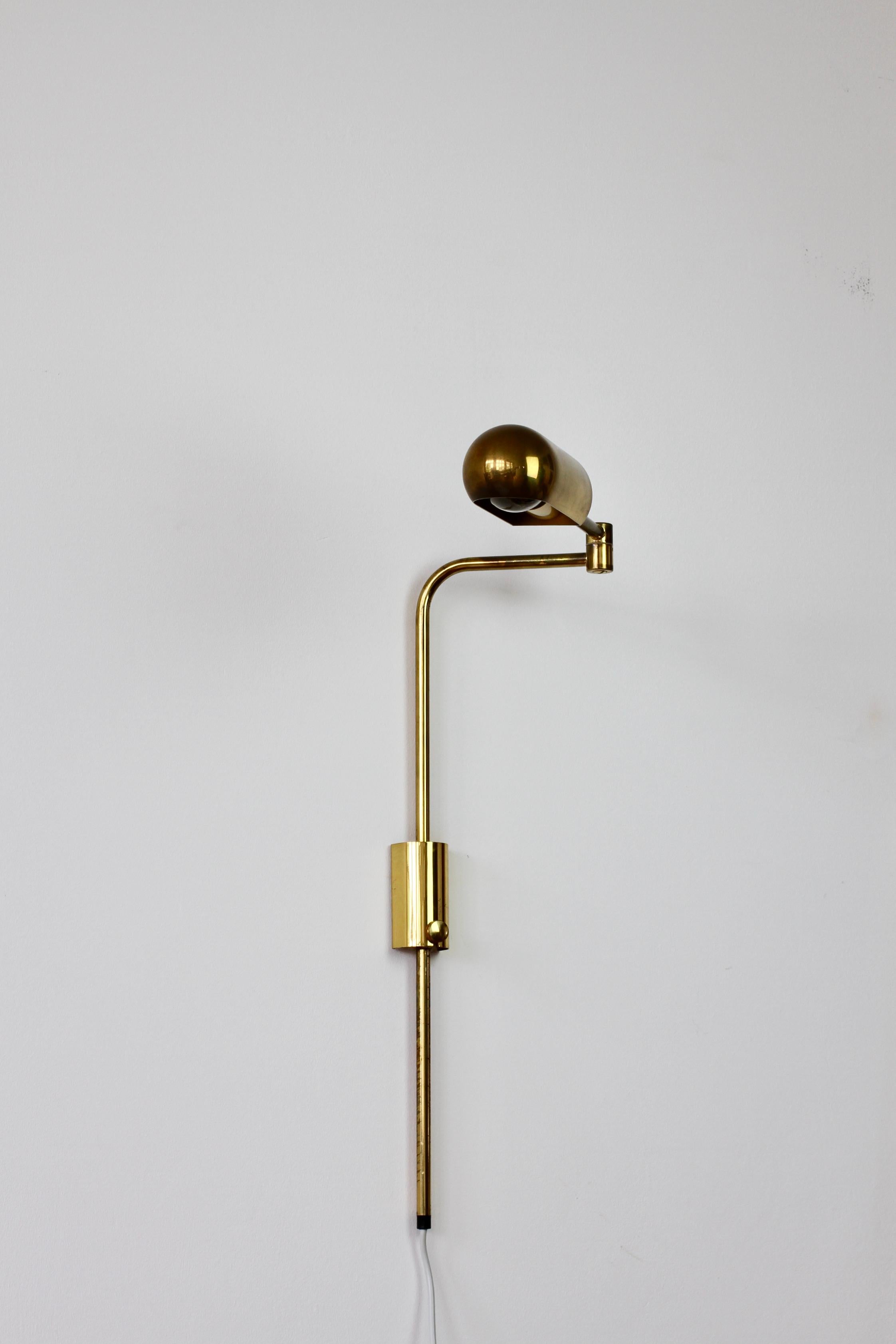 Florian Schulz Vintage Modernist Brass 1970s Adjustable Reading Wall Lamp Light 10