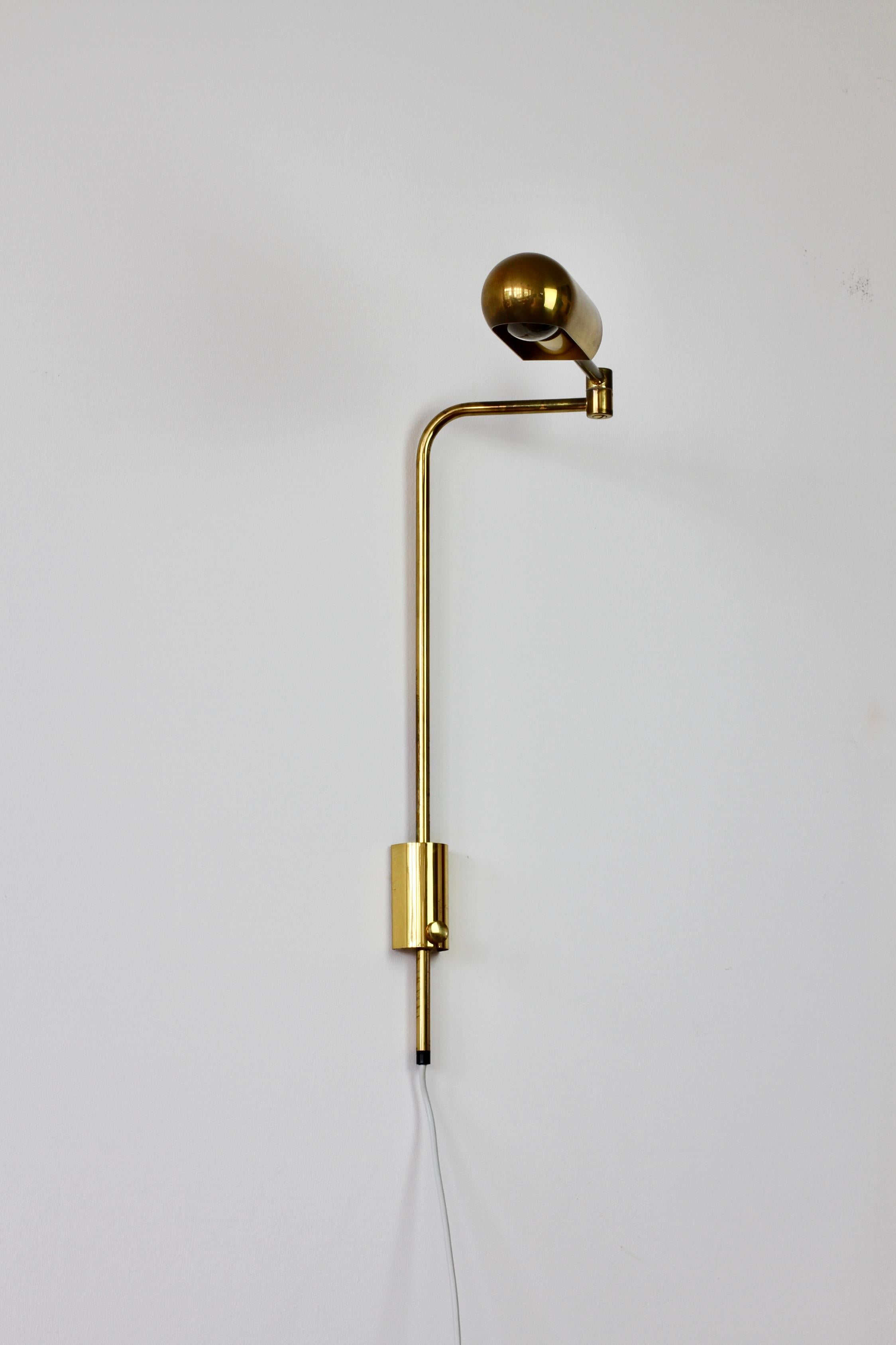 Florian Schulz Vintage Modernist Brass 1970s Adjustable Reading Wall Lamp Light 11