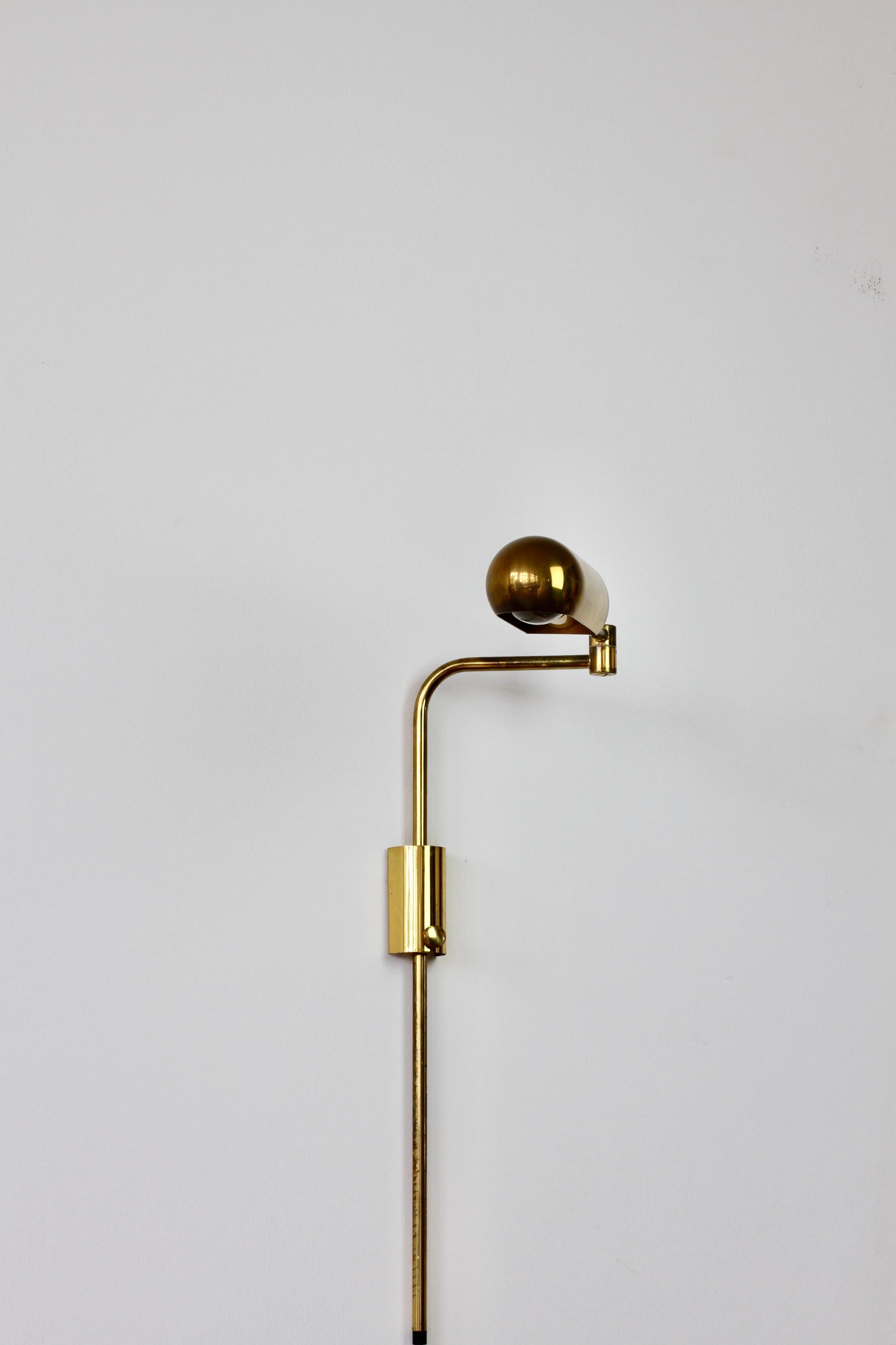 Florian Schulz Vintage Modernist Brass 1970s Adjustable Reading Wall Lamp Light 12