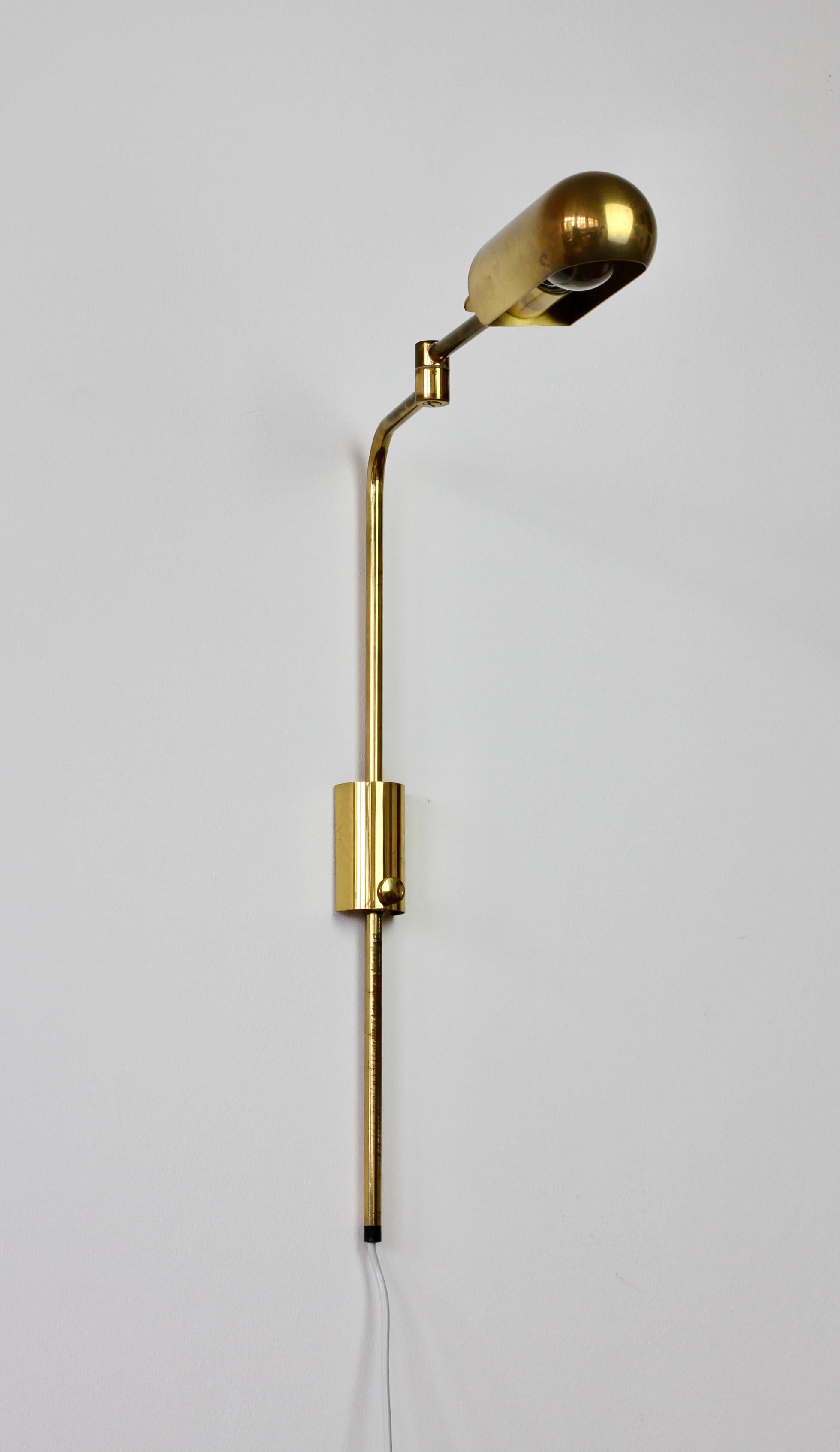 Mid-Century Modern Florian Schulz Vintage Modernist Brass 1970s Adjustable Reading Wall Lamp Light