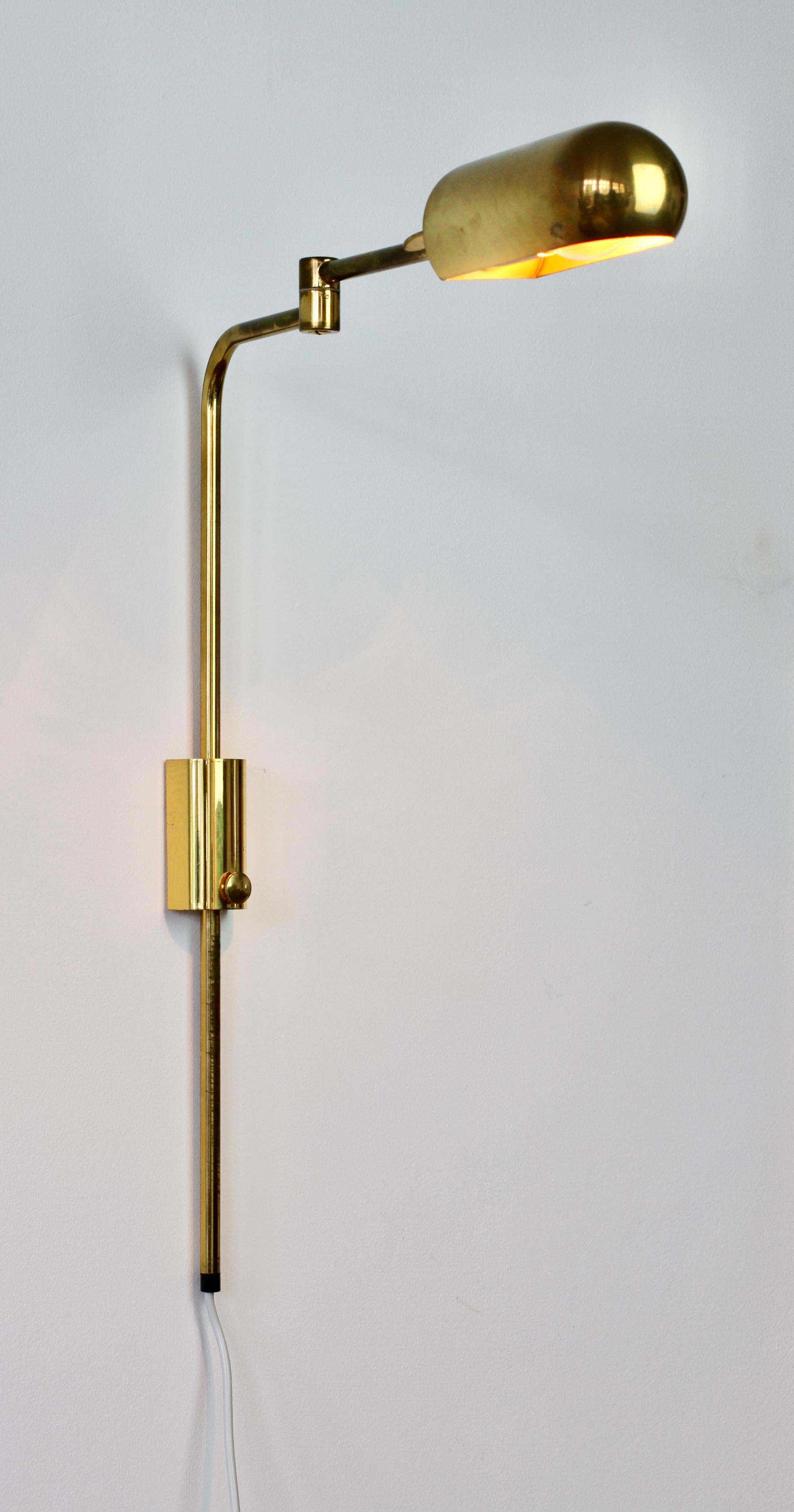 German Florian Schulz Vintage Modernist Brass 1970s Adjustable Reading Wall Lamp Light