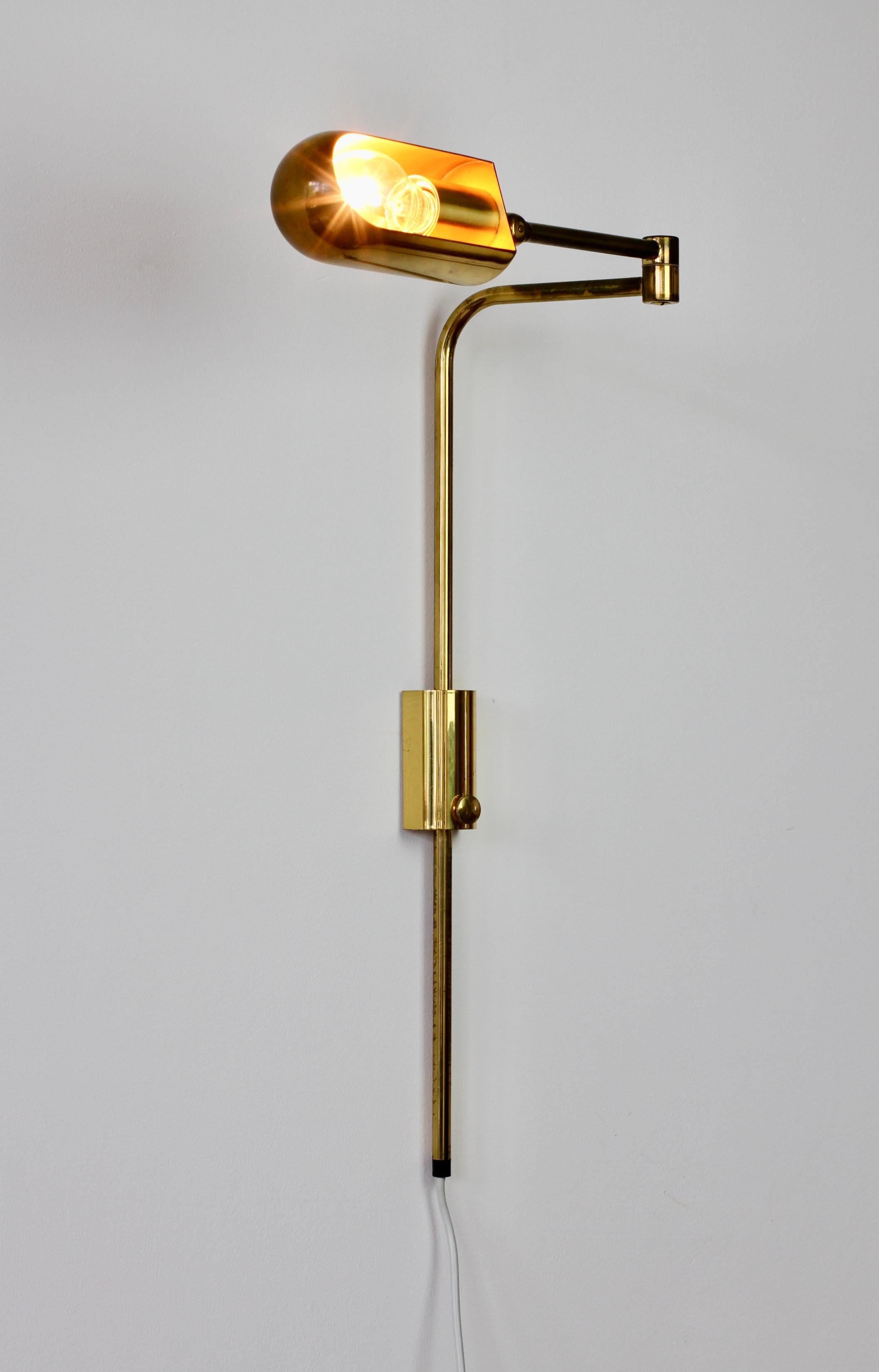Florian Schulz Vintage Modernist Brass 1970s Adjustable Reading Wall Lamp Light In Good Condition In Landau an der Isar, Bayern