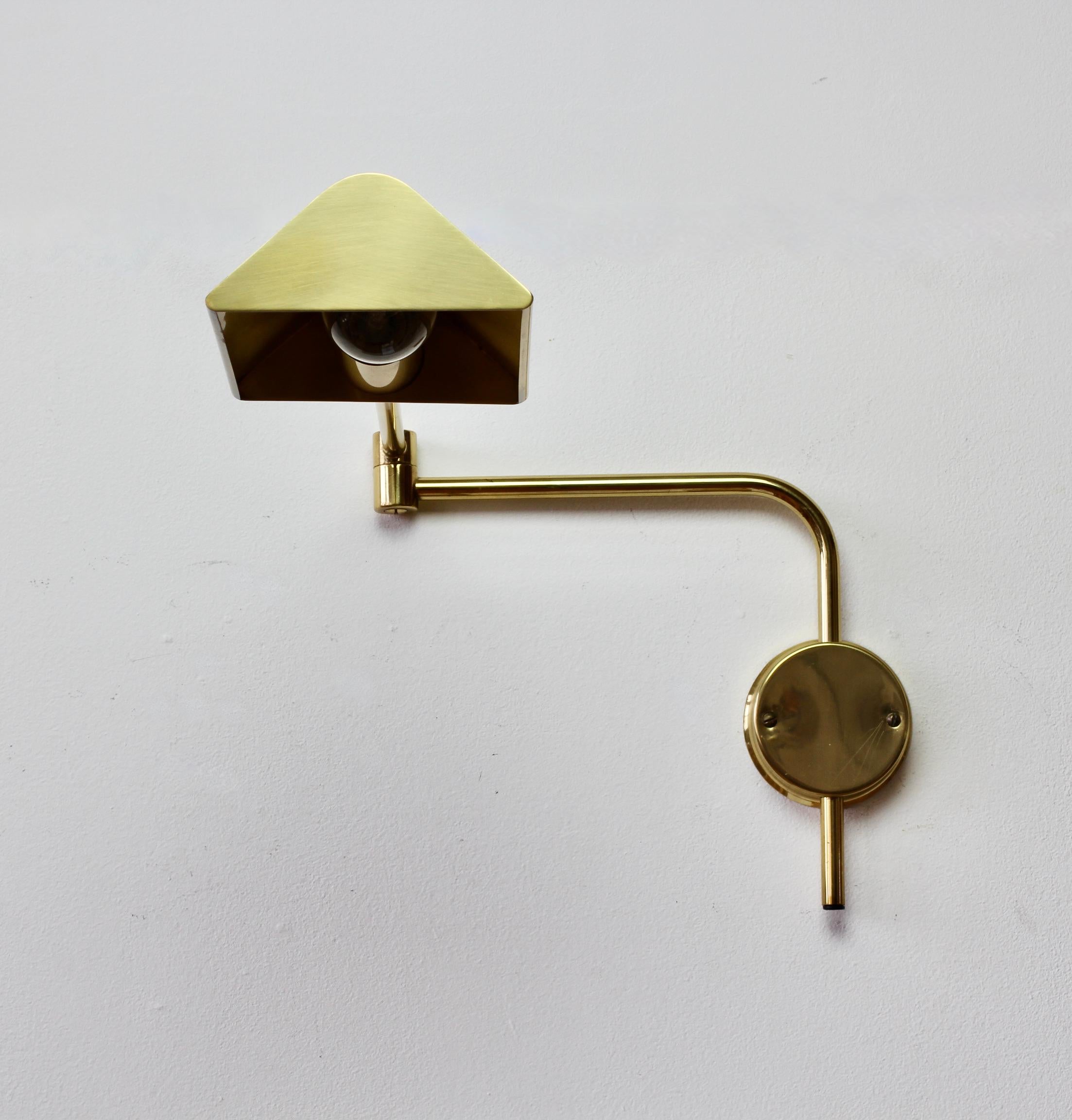 German Florian Schulz Vintage Modernist Brass 1970s Adjustable Reading Wall Lamp Light For Sale