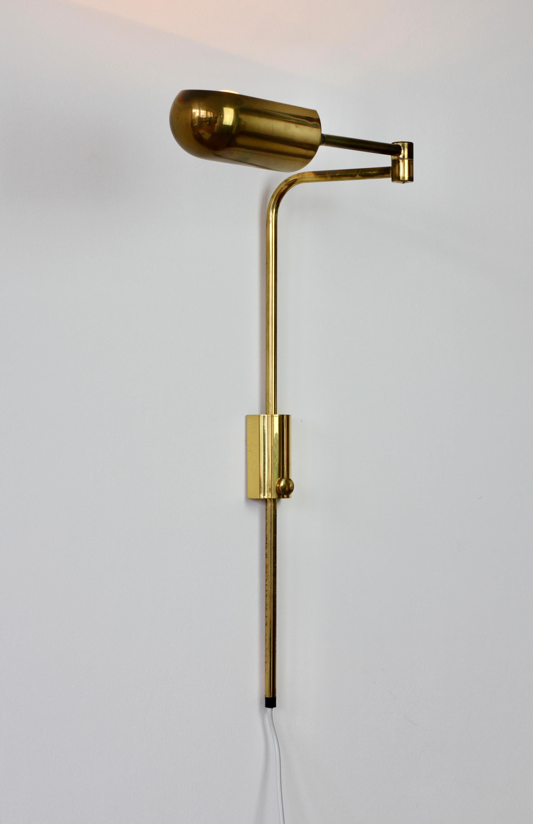 Late 20th Century Florian Schulz Vintage Modernist Brass 1970s Adjustable Reading Wall Lamp Light
