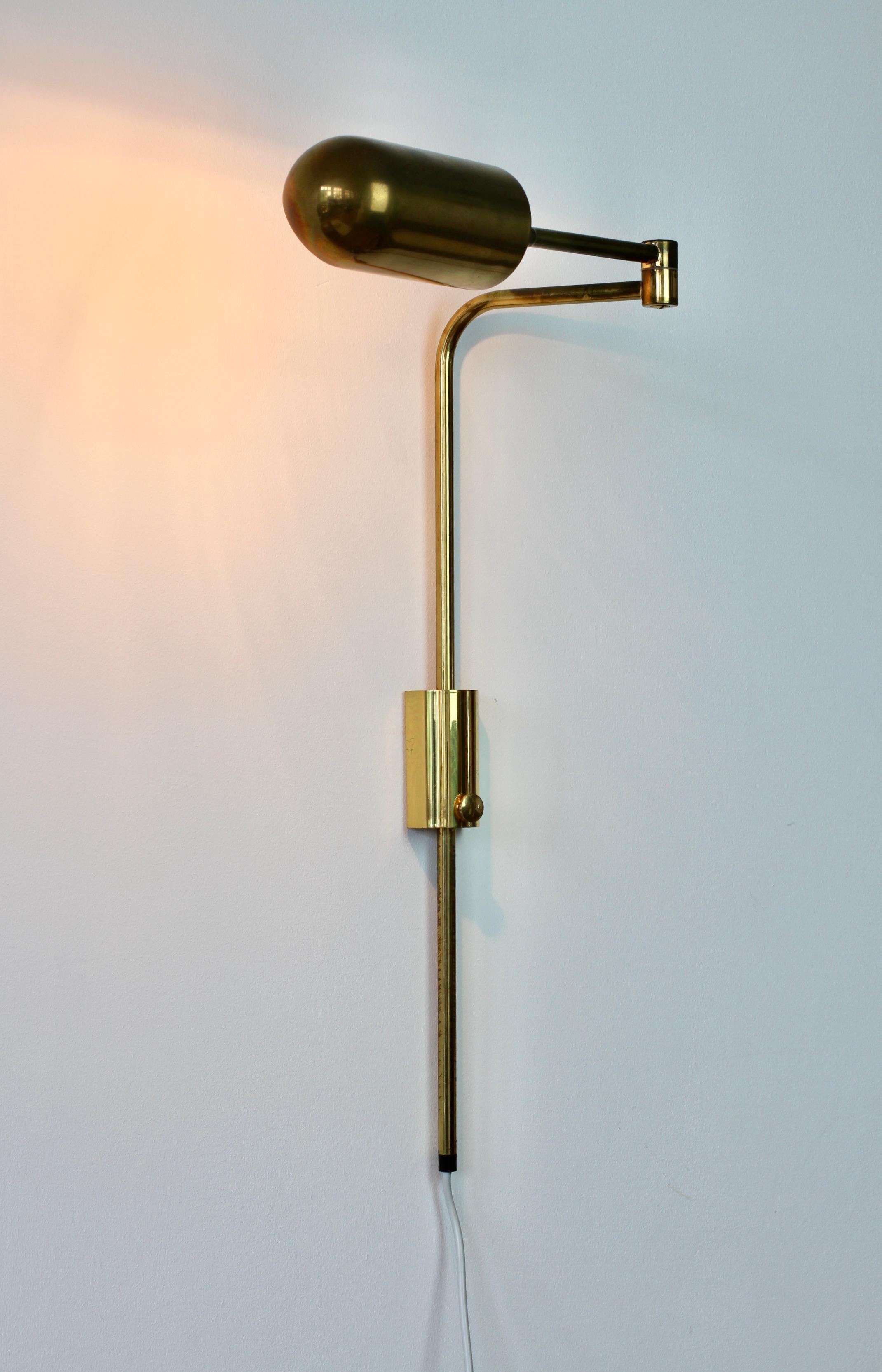 Florian Schulz Vintage Modernist Brass 1970s Adjustable Reading Wall Lamp Light 1