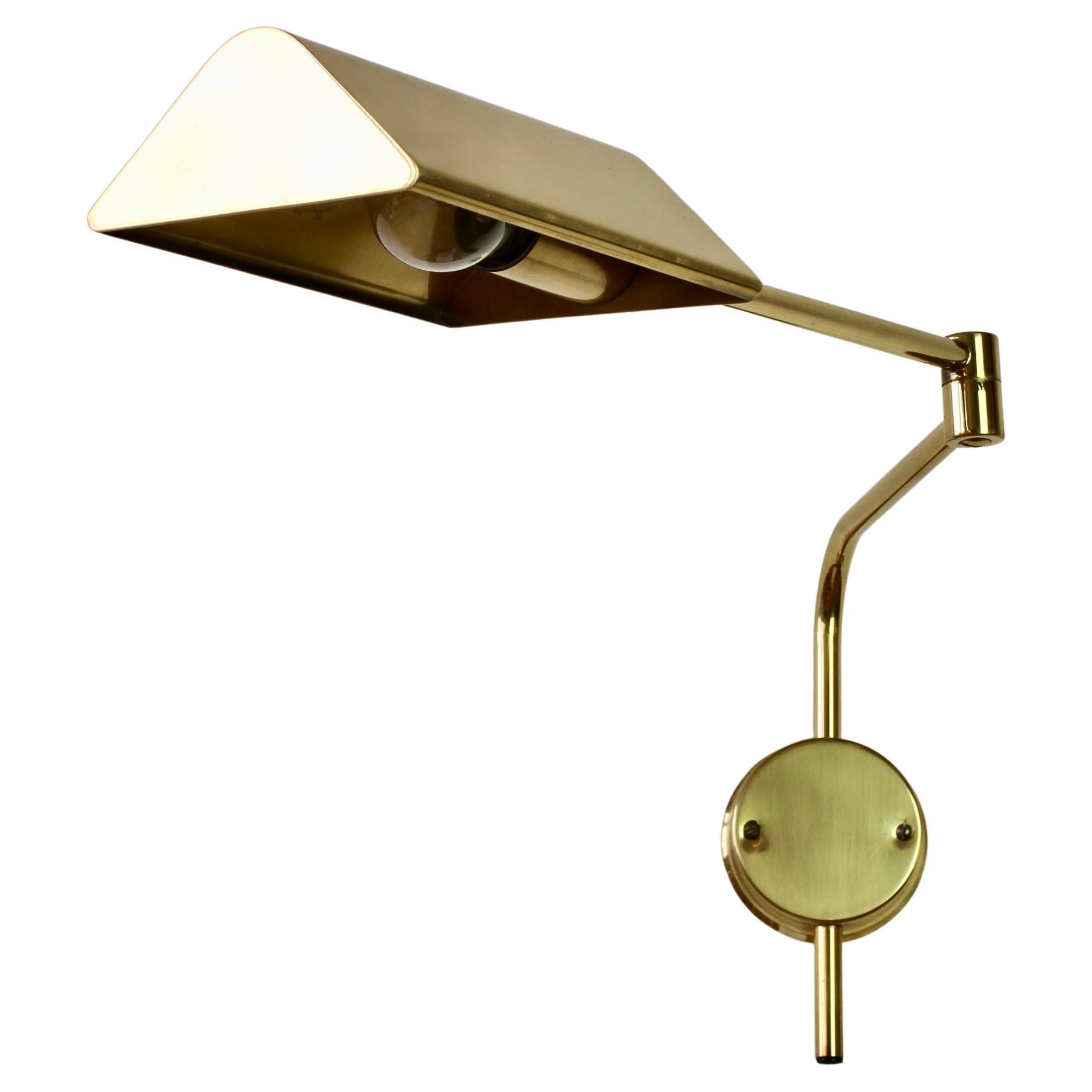Florian Schulz Vintage Modernist Brass 1970s Adjustable Reading Wall Lamp Light