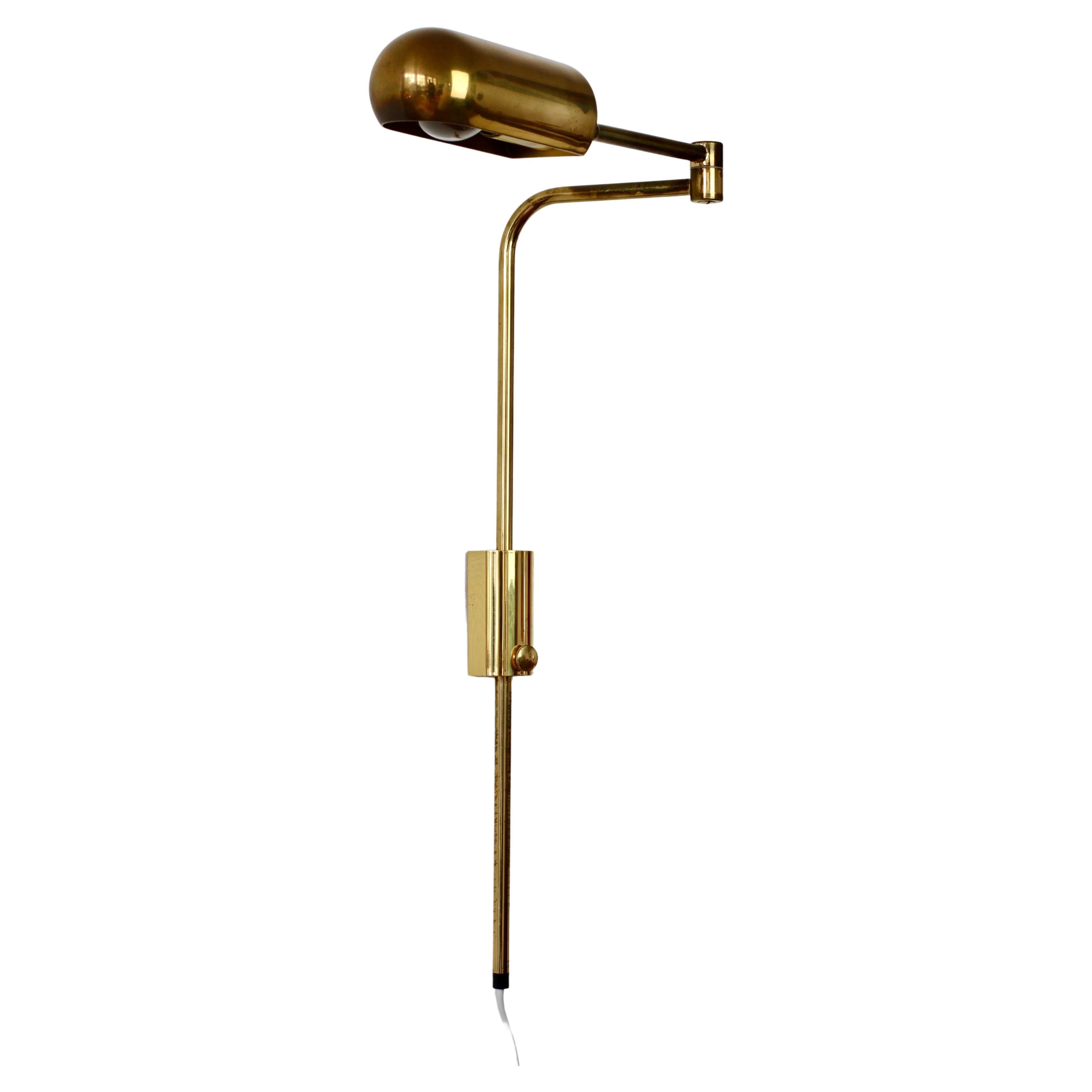 Florian Schulz Vintage Modernist Brass 1970s Adjustable Reading Wall Lamp Light