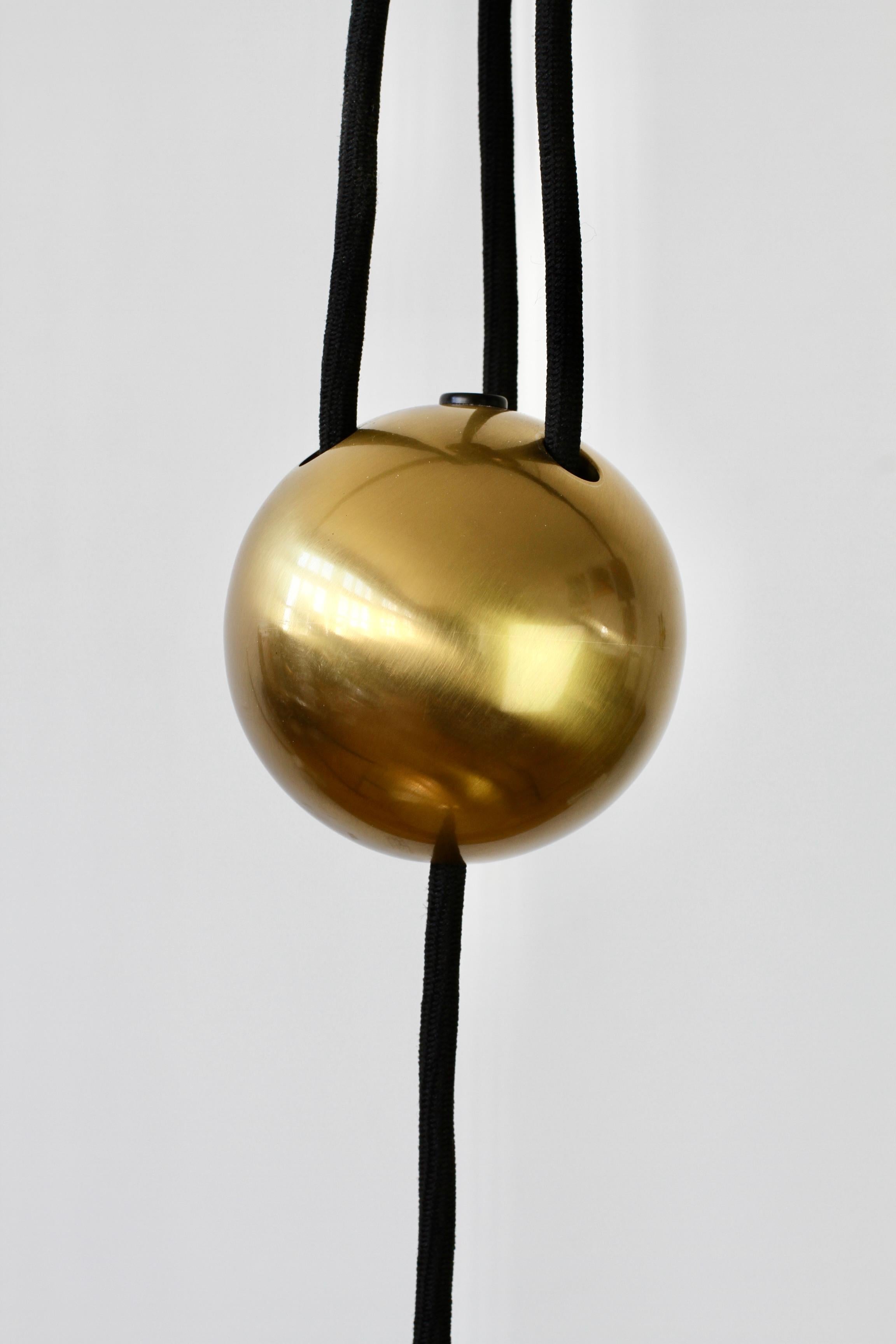Florian Schulz Vintage Modernist Brass Counterbalanced Adjustable Pendant Light For Sale 3