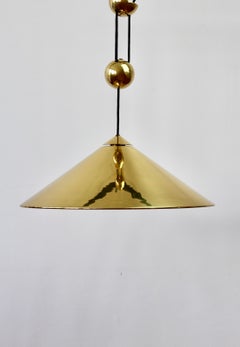 Florian Schulz Vintage Modernist Brass Counterbalanced Adjustable Pendant Light