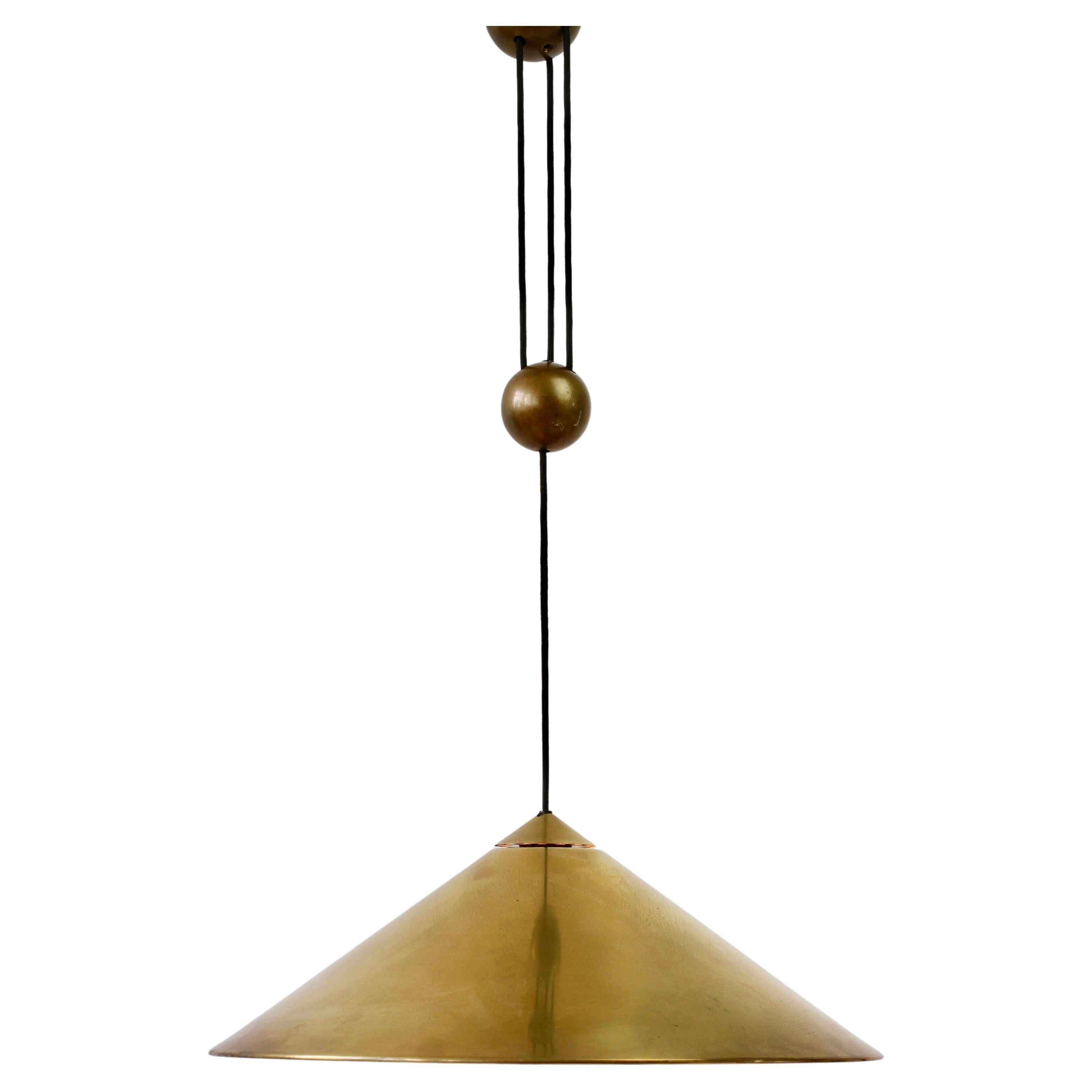 Florian Schulz Vintage Modernist Brass Counterbalanced Adjustable Pendant Light