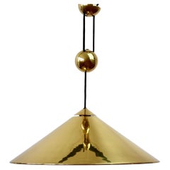 Florian Schulz Vintage Modernist Brass Counterbalanced Adjustable Pendant Light