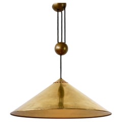 Florian Schulz Vintage Modernist Brass Counterweight Adjustable Pendant Light