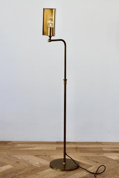 Florian Schulz Vintage Modernist Brushed Brass Adjustable Floor Lamp, circa 1985