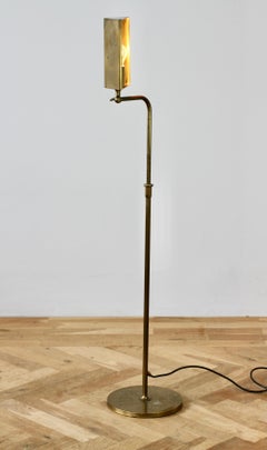 Florian Schulz Vintage Modernist Brushed Brass Adjustable Floor Lamp, circa 1985