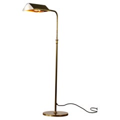 Florian Schulz Vintage Modernist Brushed Brass Adjustable Floor Lamp, circa 1985
