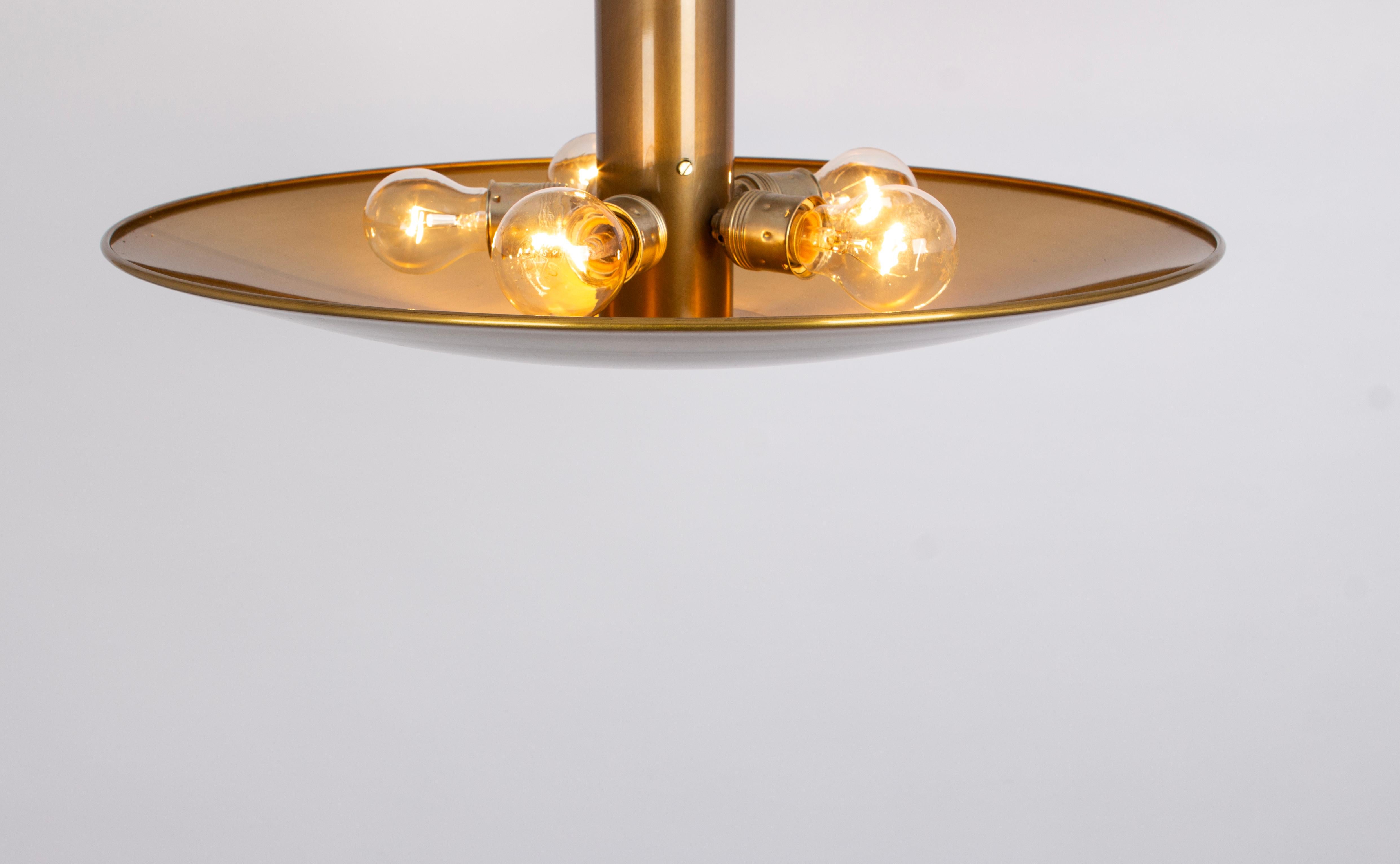 Mid-Century Modern Florian Schulz Vintage Modernist Flush Mount Light or Wall Light in Brass, 1980s