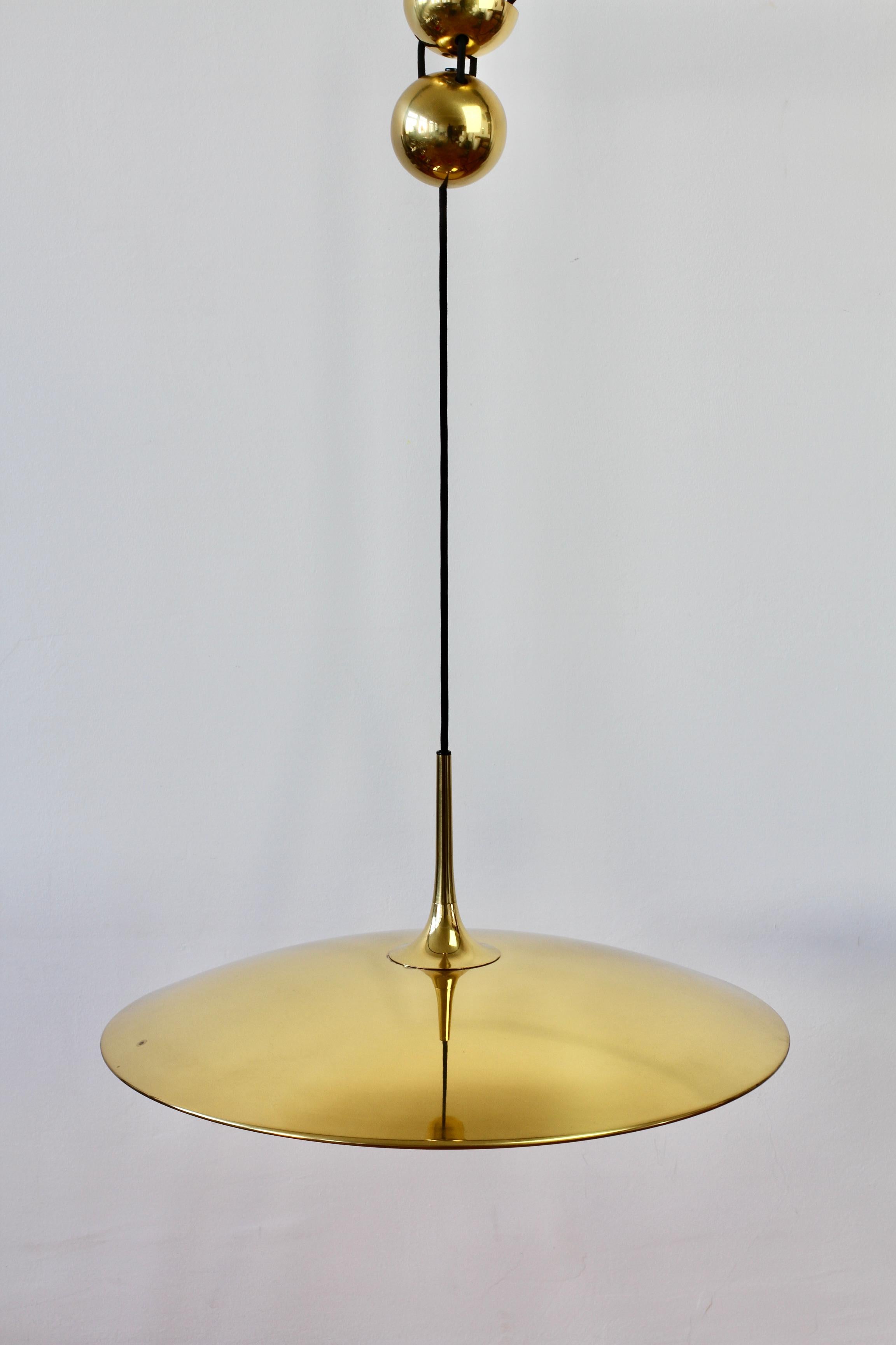 German Florian Schulz Vintage 'Onos 55' Brass Counterbalanced Adjustable Pendant Light