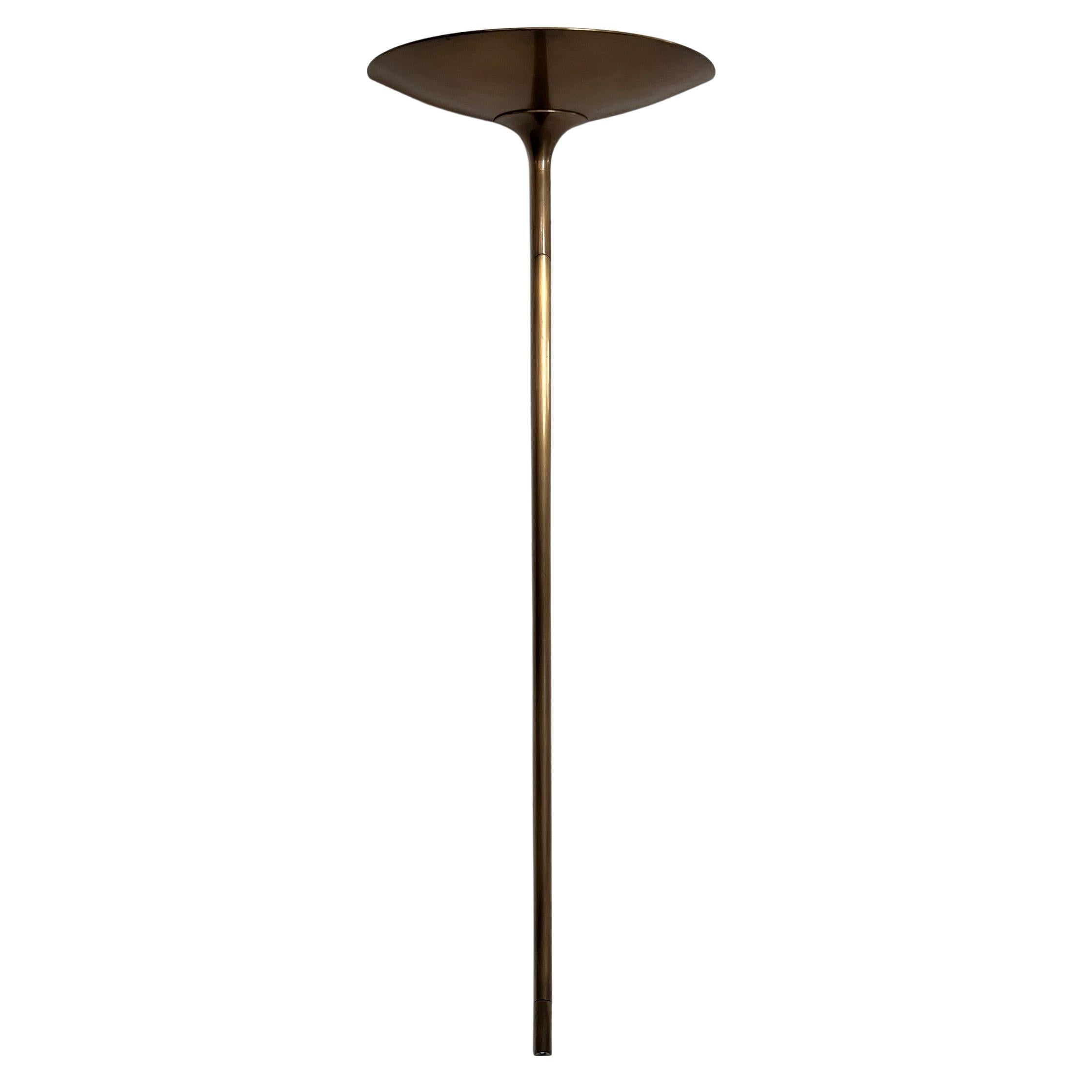 Florian Schulz Large Vintage Wall Sconce in Brushed Brass, 1970s For Sale