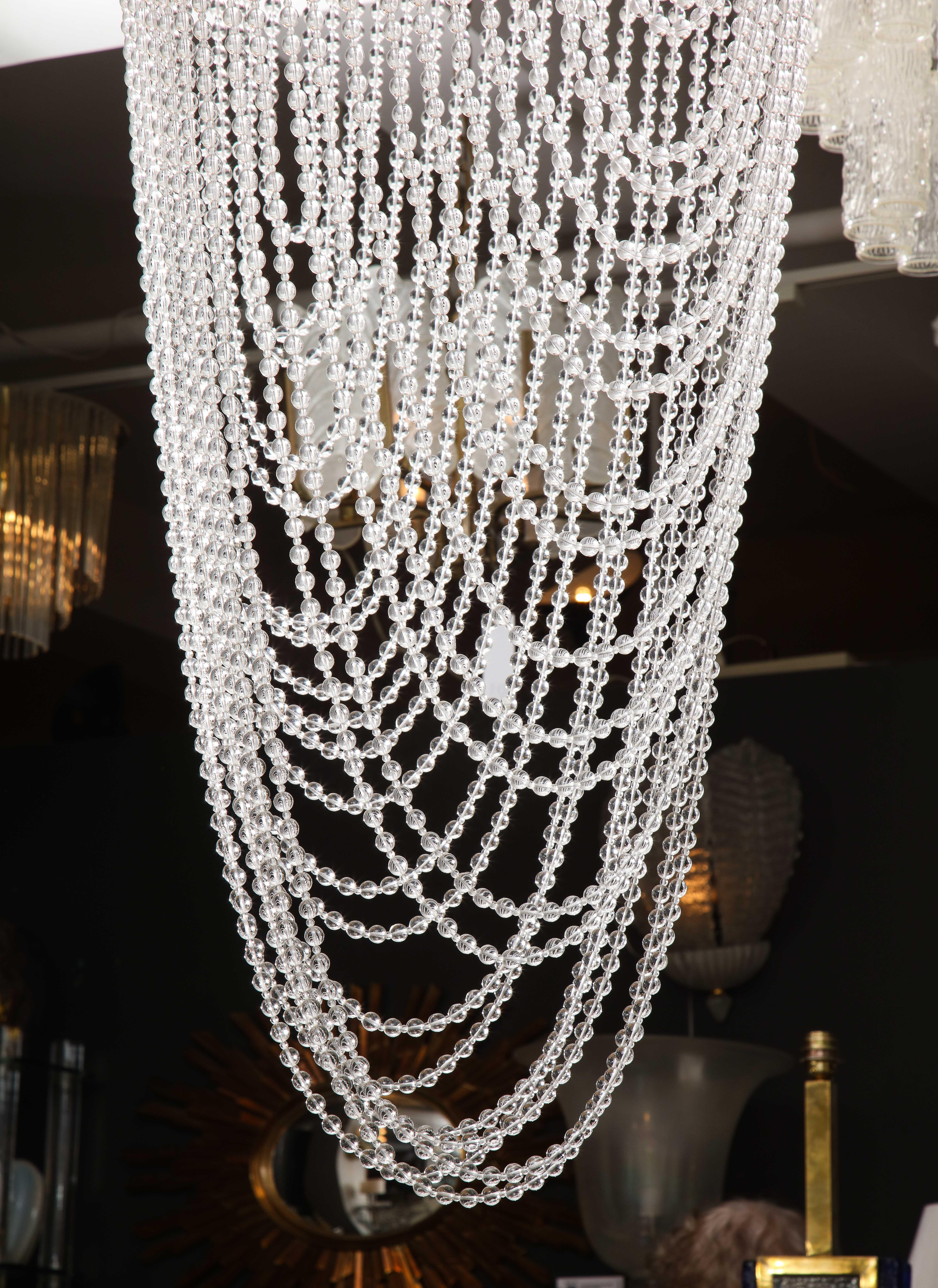 French  Florian Schulz Waterfall Crystal Chandelier For Sale