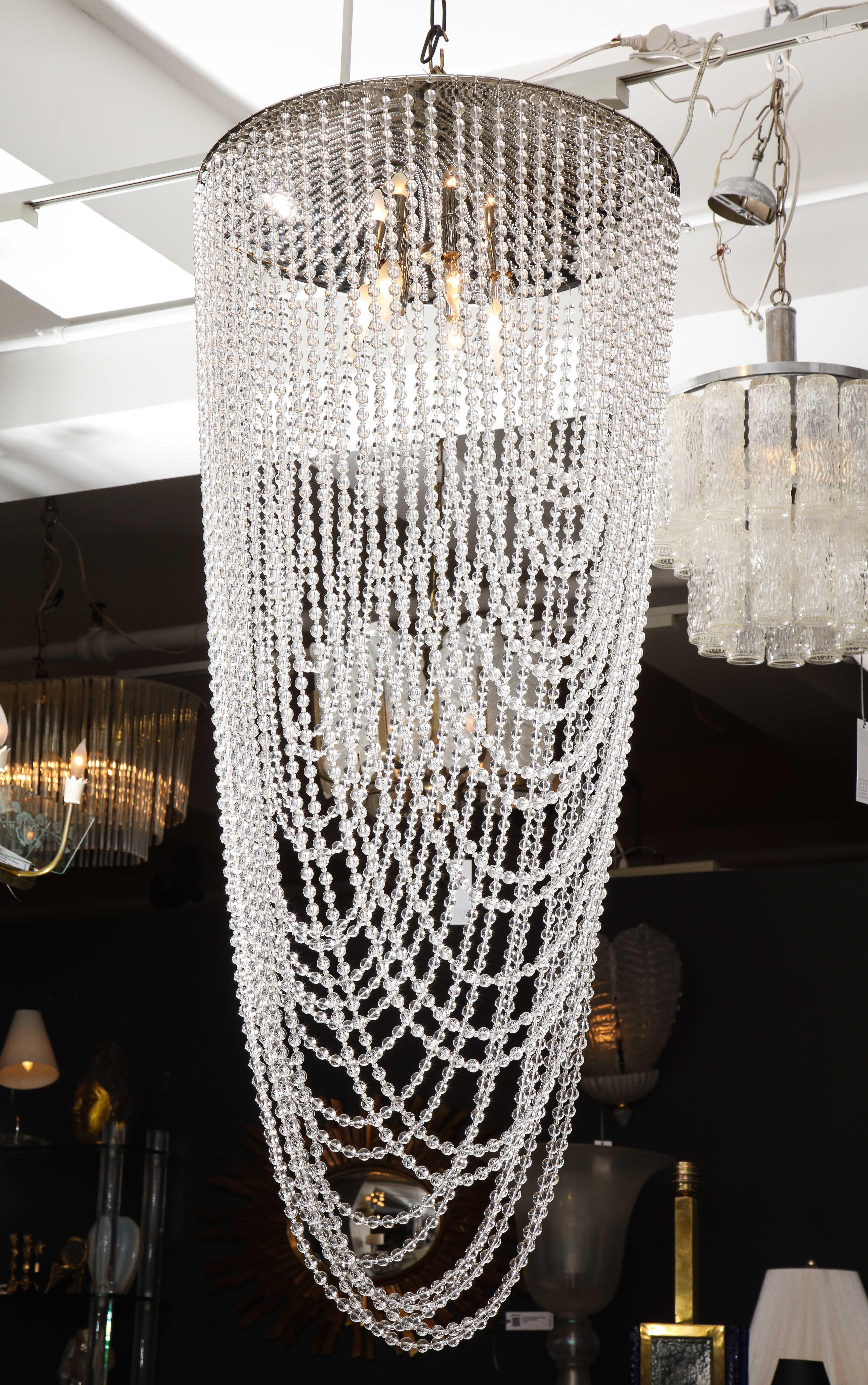  Florian Schulz Waterfall Crystal Chandelier In Good Condition For Sale In New York, NY