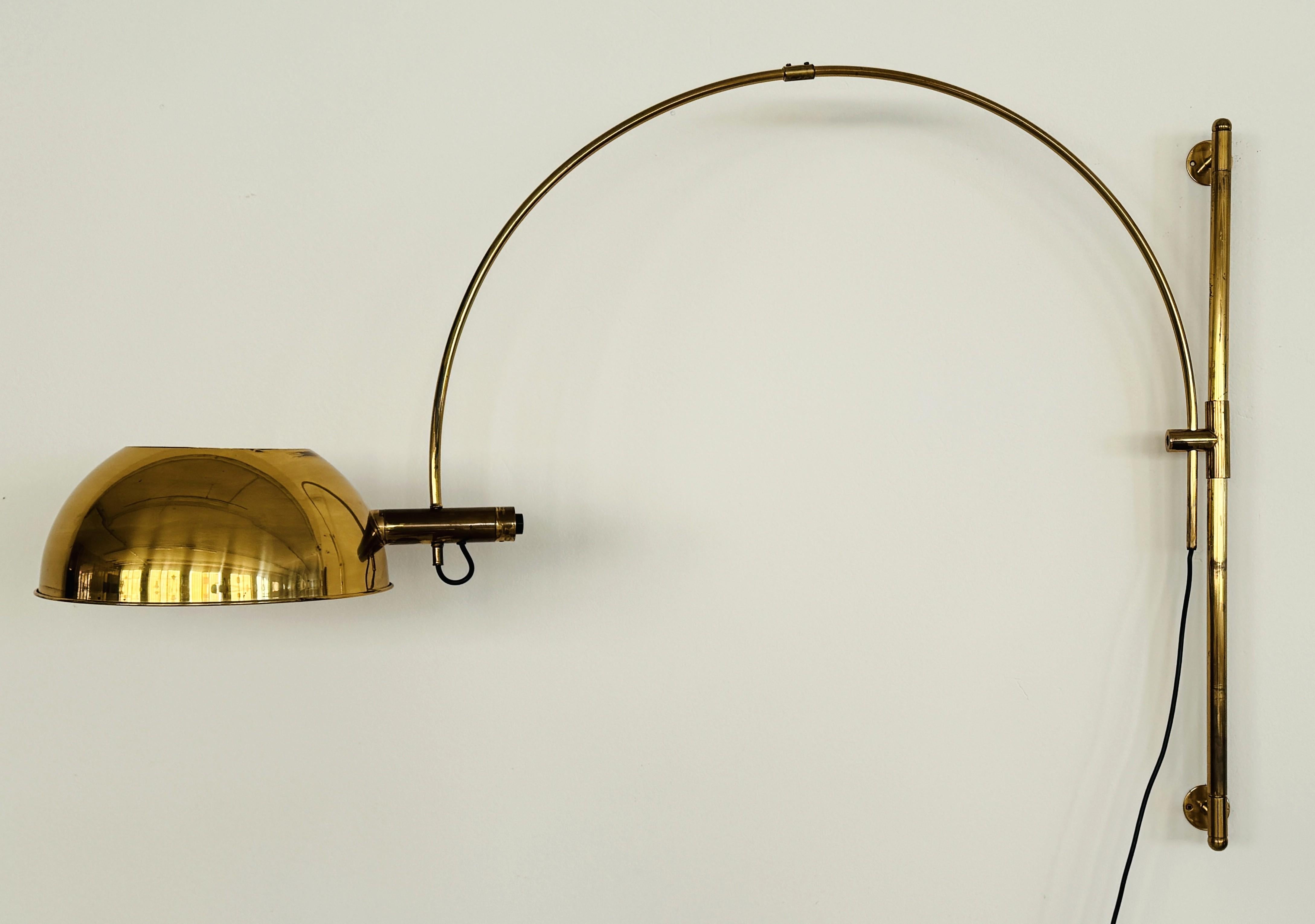 Florian Schulz XL Lámpara de Arco Vintage BOCA de pared en latón, años 70 en venta 12