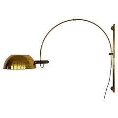 Florian Schulz XL Lampada ad arco vintage a parete BOCA in ottone, anni '70