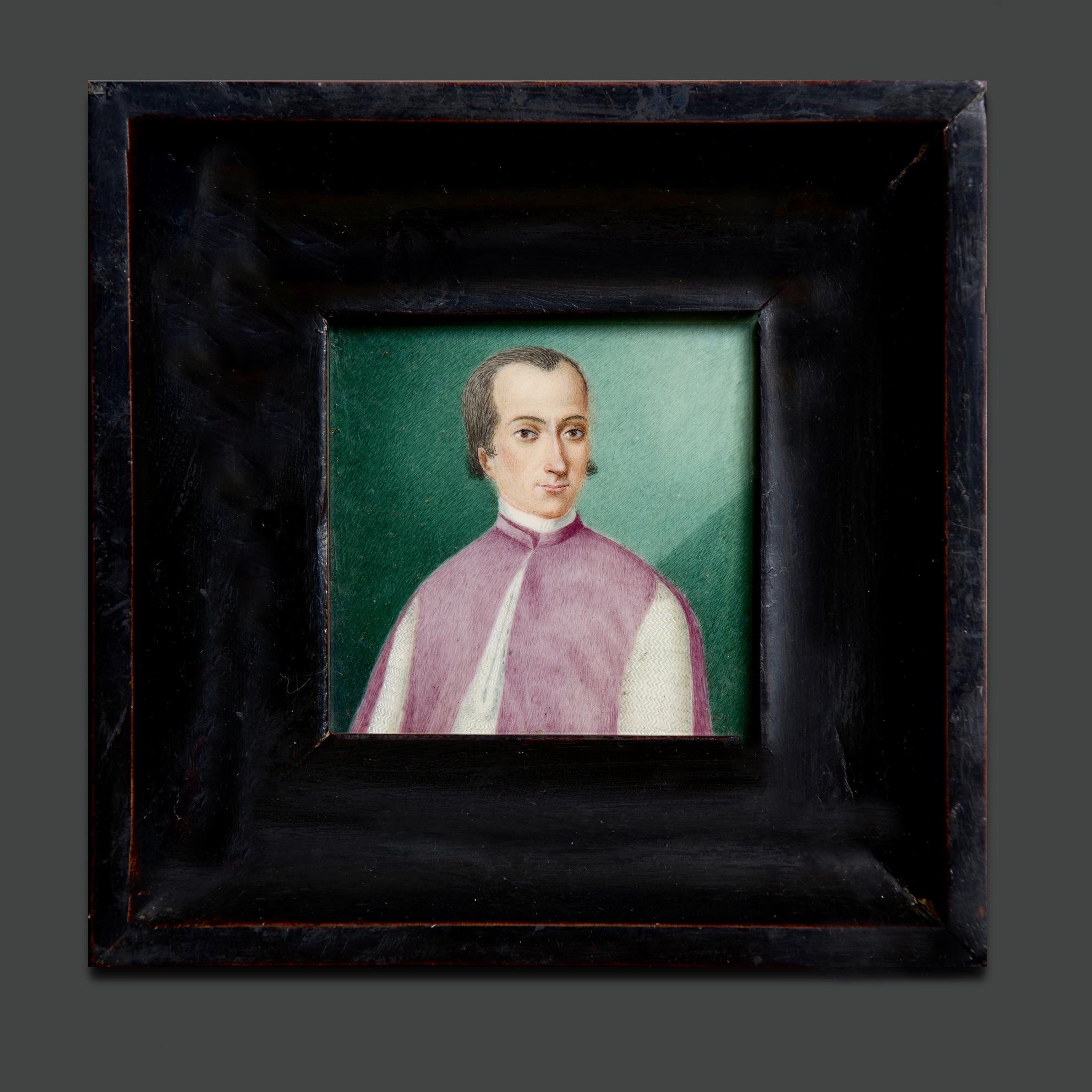 Miniatura de retrato italiana de mediados del siglo XIX
