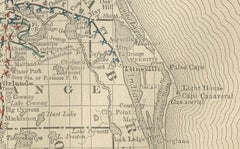 Florida 1888 Antique Map – Railroads, Settlements & Gulf Coast Detail