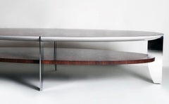 Florida, Coffee Table in Rosewood and Grey Shell with Stainless Steel Legs