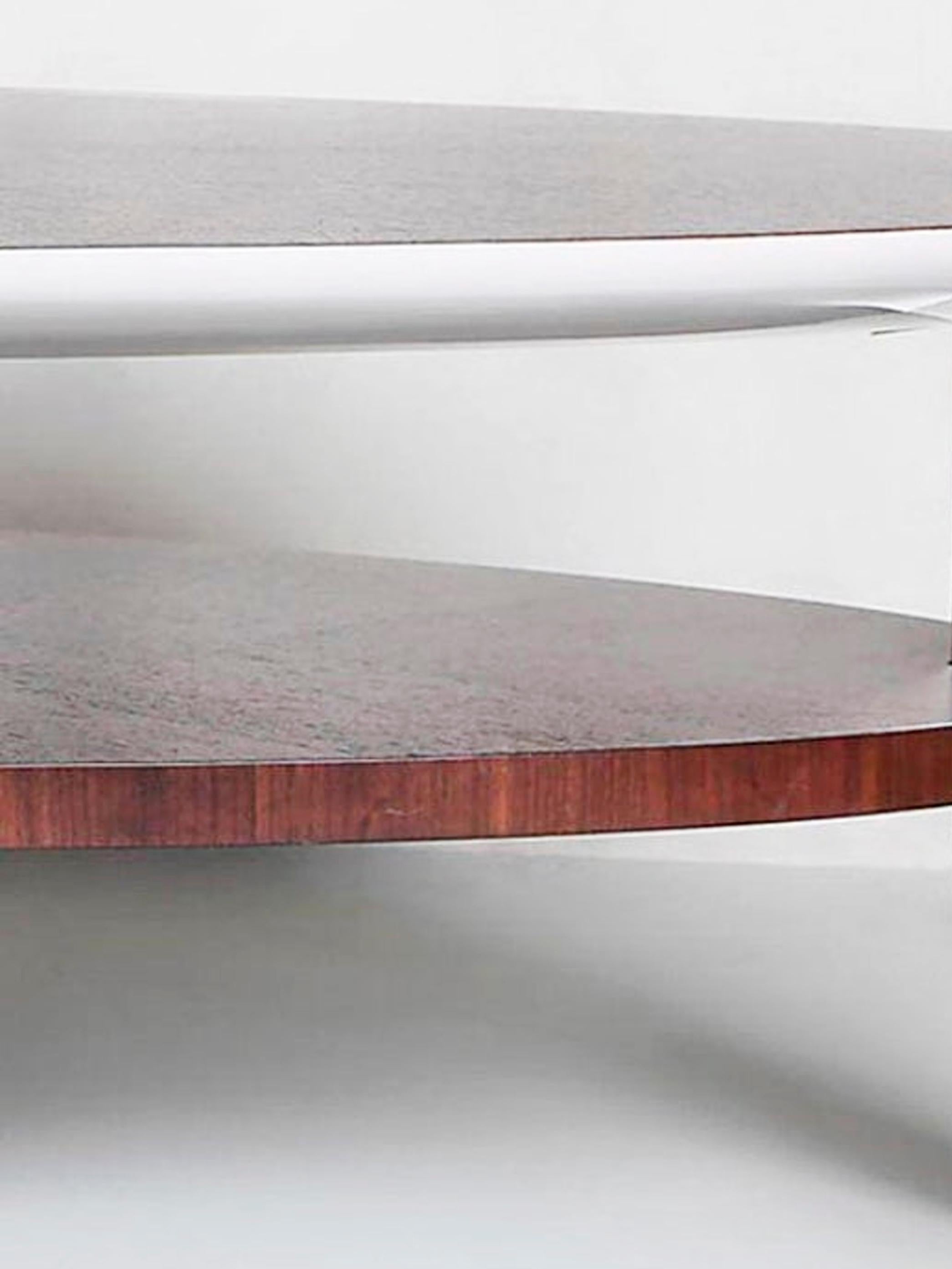 Table basse Floride, bois de rose et coquillage gris avec pieds en acier inoxydable en vente 1