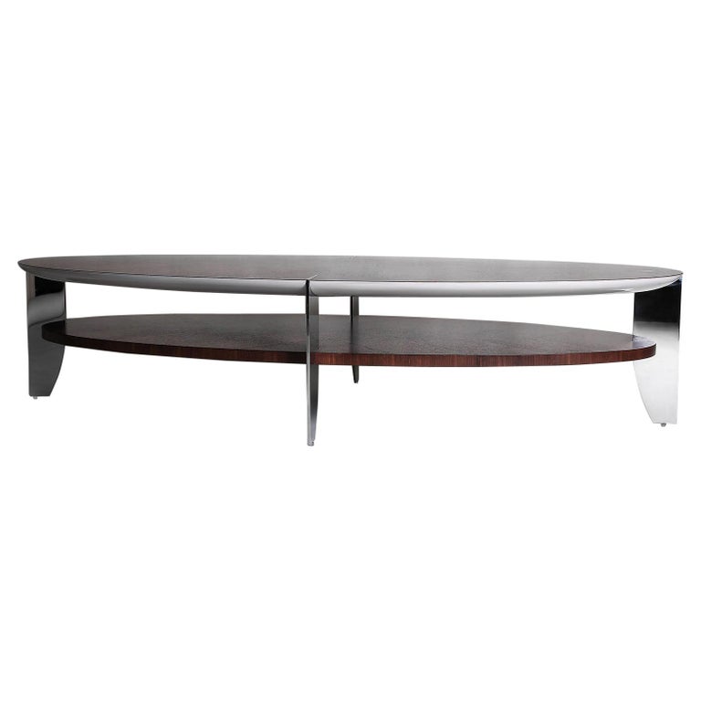 Florida Coffee Table In Rosewood And Grey Shell With Stainless Steel Legs For Sale At 1stdibs