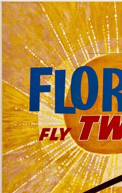FLORIDA - FLY TWA Authentic Original Vintage Airline Travel Poster DAVID KLEIN