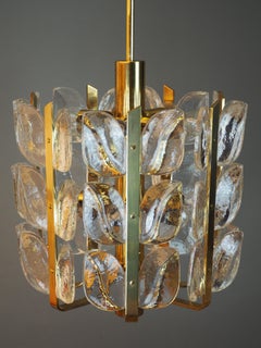 Mid - Century Modern  "Florida" Chandelier by Kalmar, Glass and Brass, 1970s