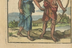 Florida Indians, Couple in Traditional Dress – Mallet America Engraving, 1683