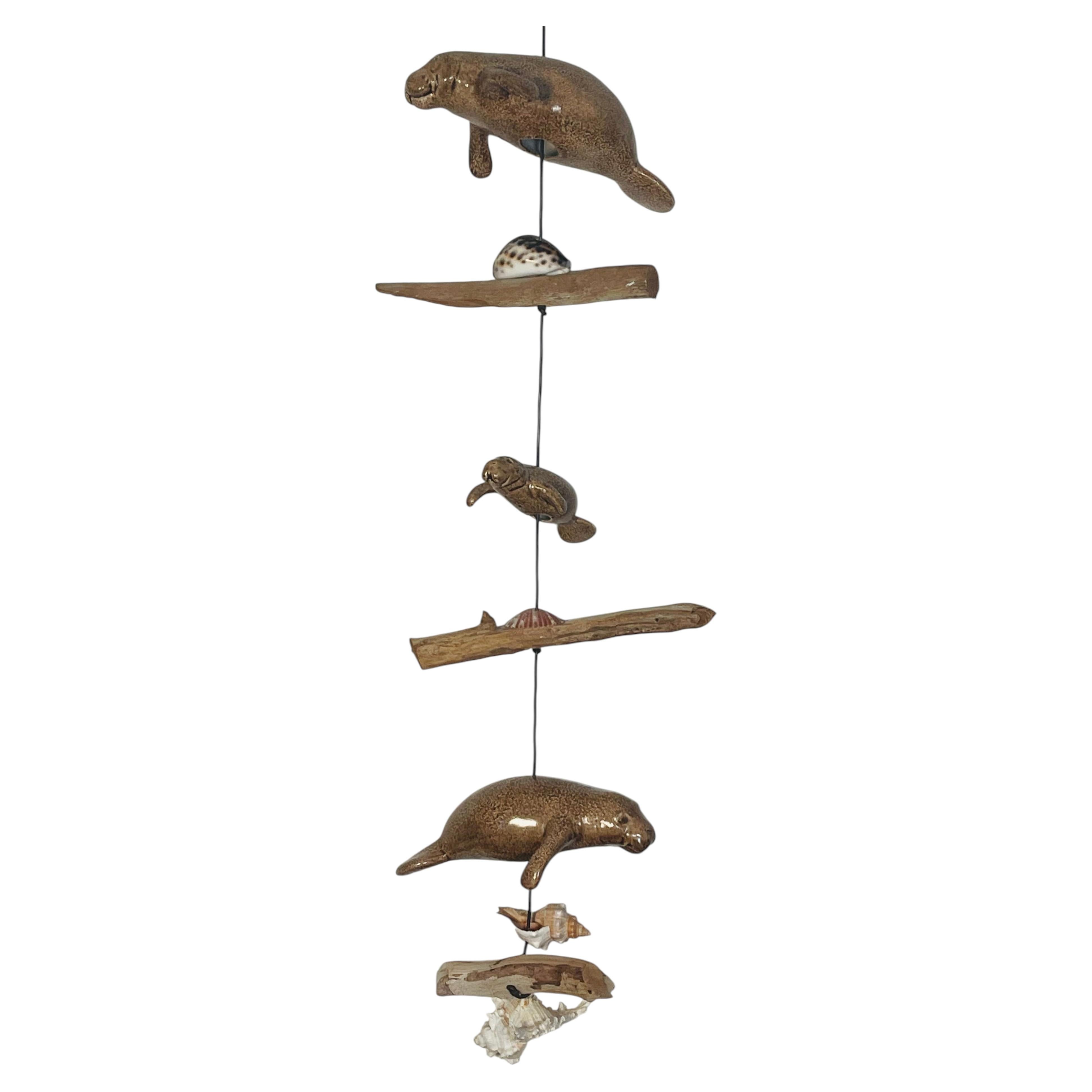 Florida Manatee Sea Shell Mobile Sculpture For Sale