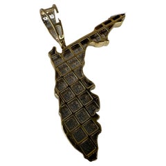 Florida map diamond map pendant large size 10KT gold 0.50ct