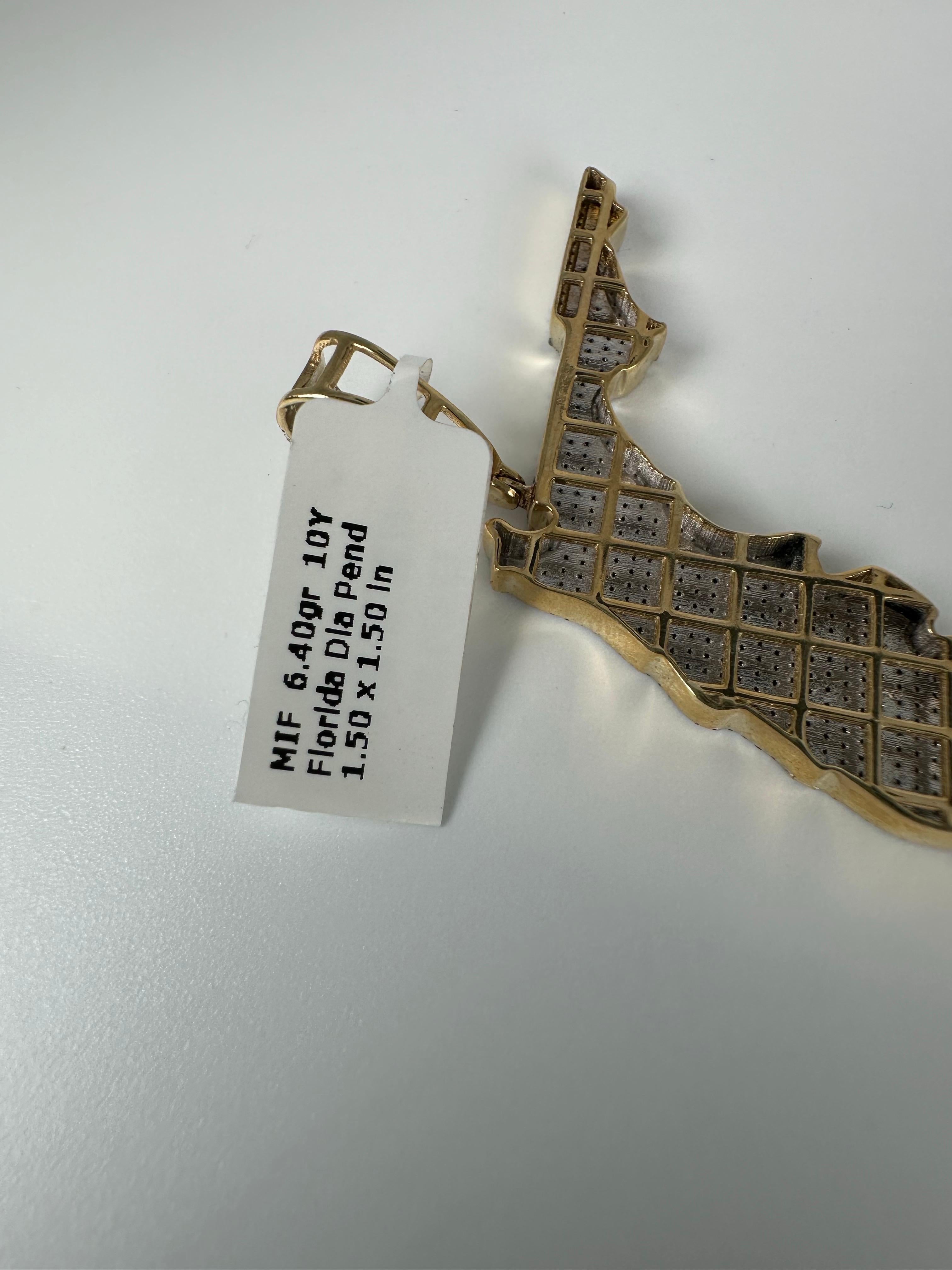 Colgante mapa de Florida diamante gran tamaño oro 10KT 0.50ct en Excelente estado para la venta en Jupiter, FL