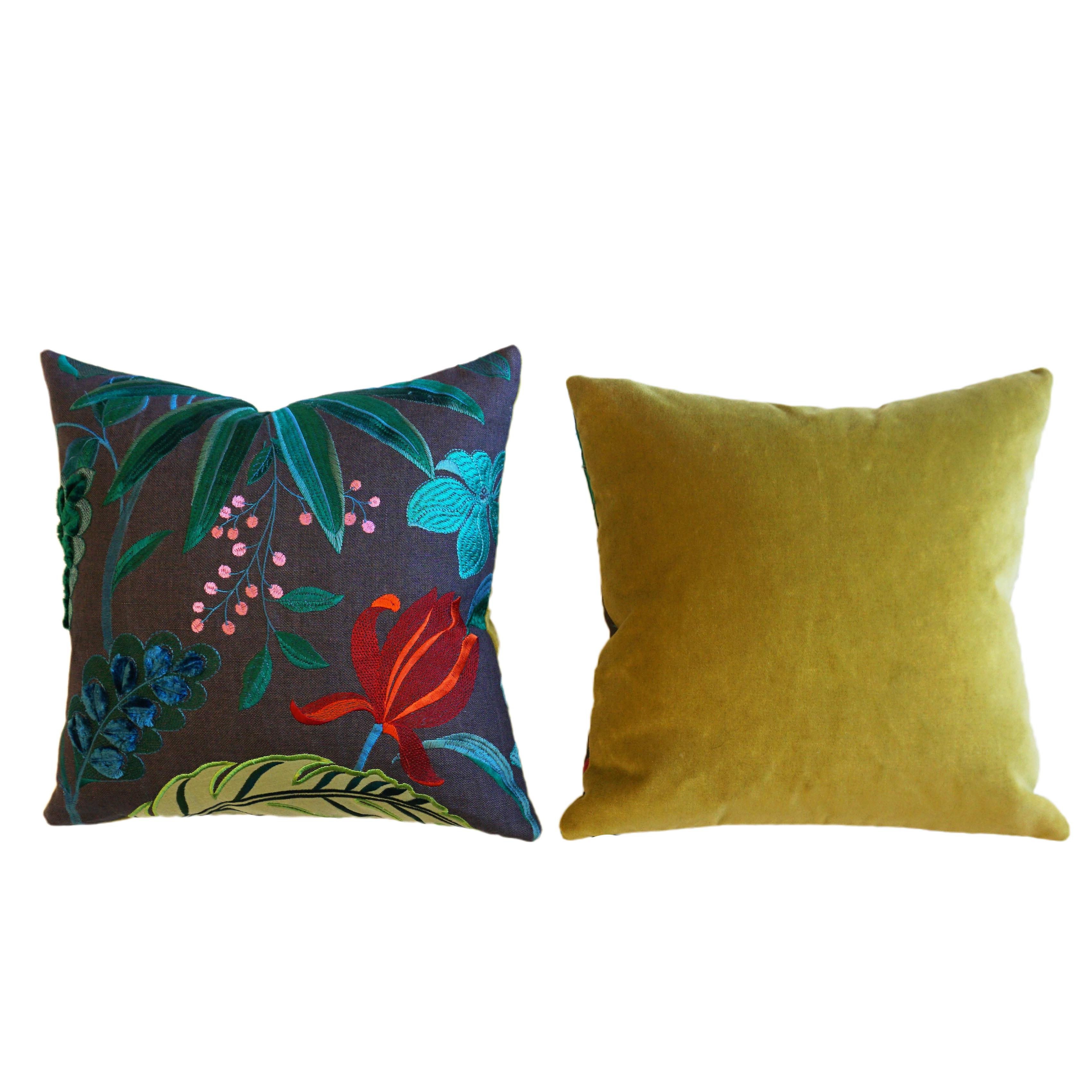 American Floridita Throw Pillows with Floral Embroidery