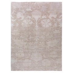 "Floriel" Modern Abstract Floral Soft Beige Silk Rug by Doris Leslie Blau