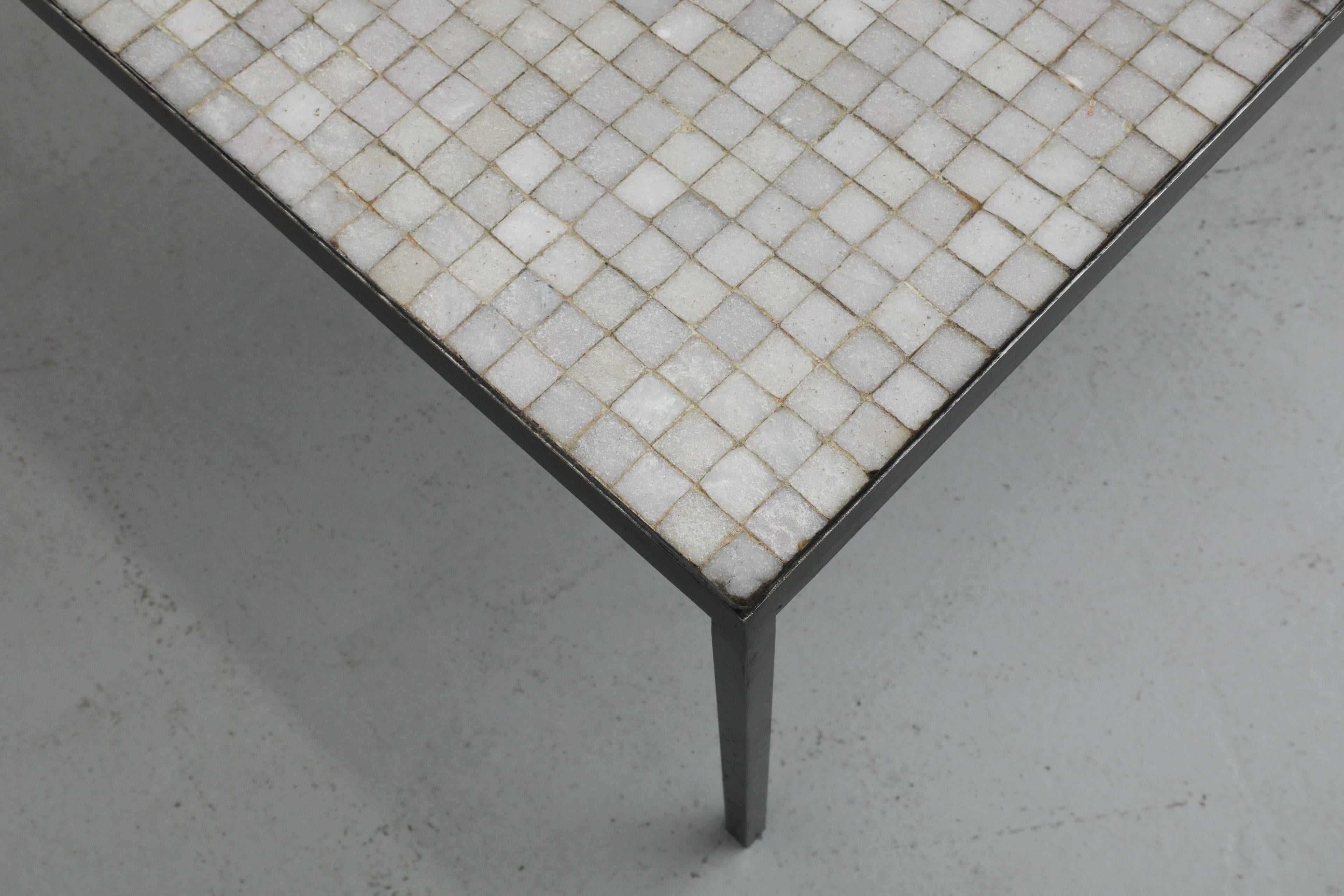 Floris Fiedeldij Square White & Gray Mosaic Tile Table for Artimeta, Black Legs For Sale 3