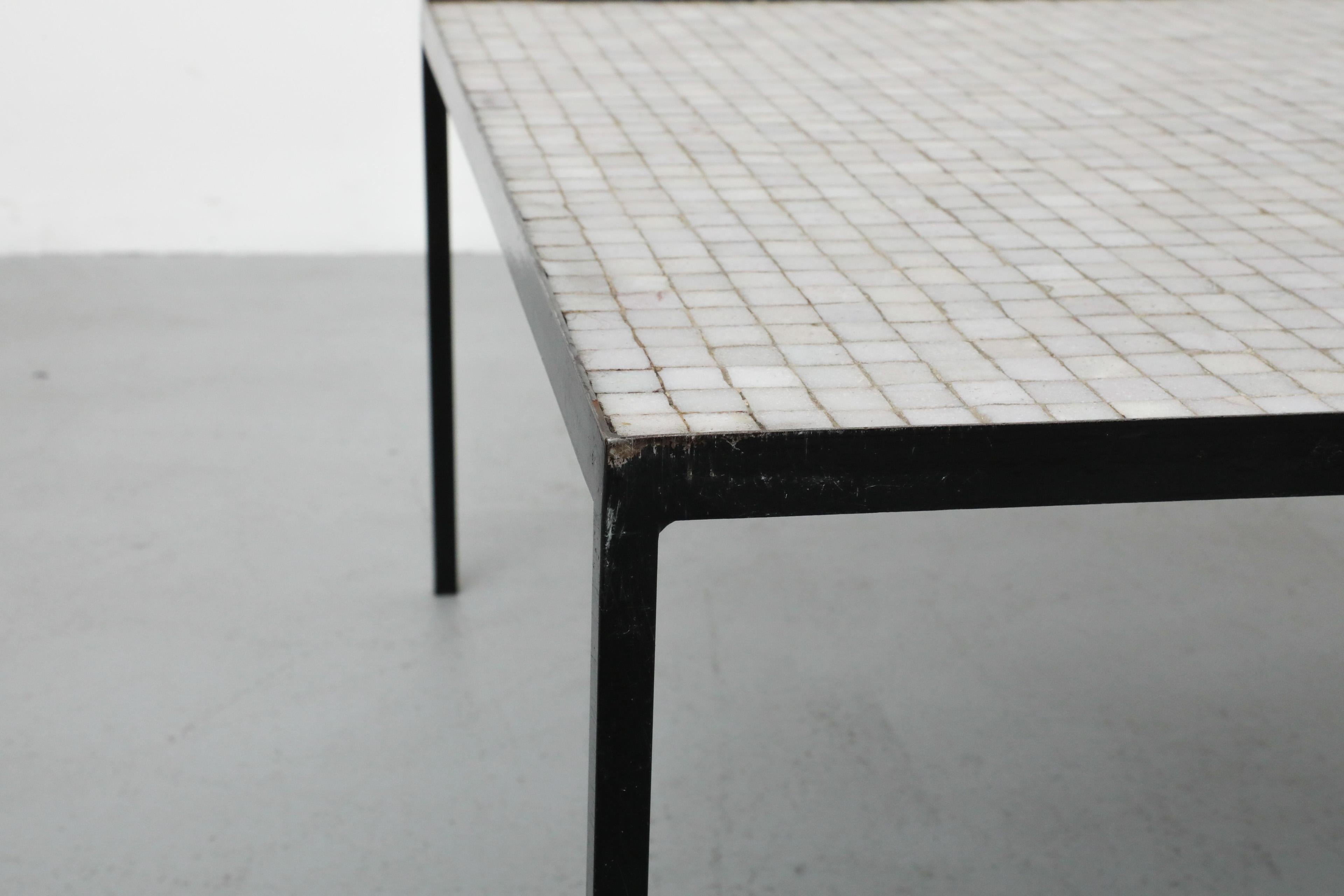 Floris Fiedeldij Square White & Gray Mosaic Tile Table for Artimeta, Black Legs For Sale 5
