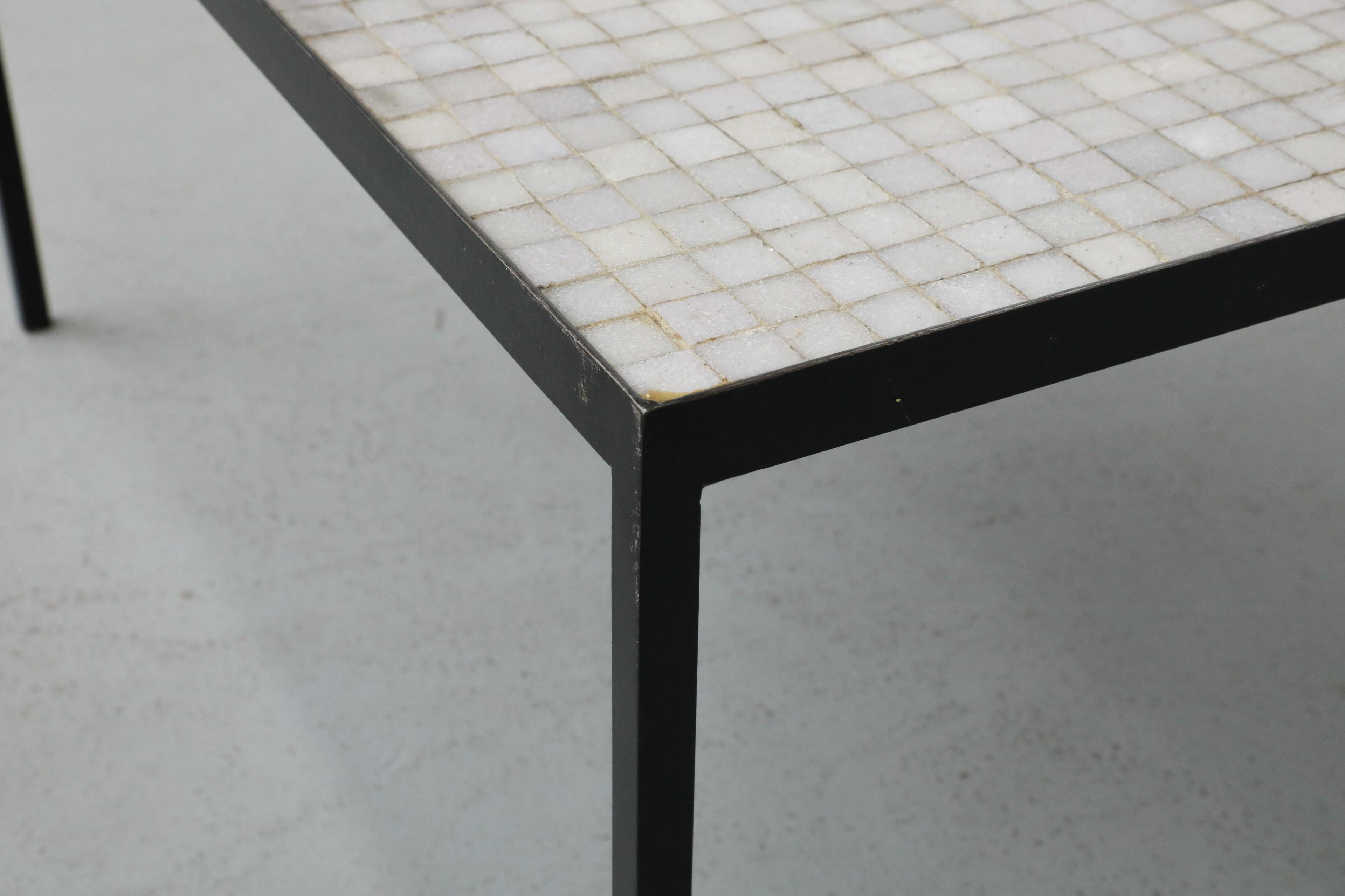Floris Fiedeldij Square White & Gray Mosaic Tile Table for Artimeta, Black Legs For Sale 6