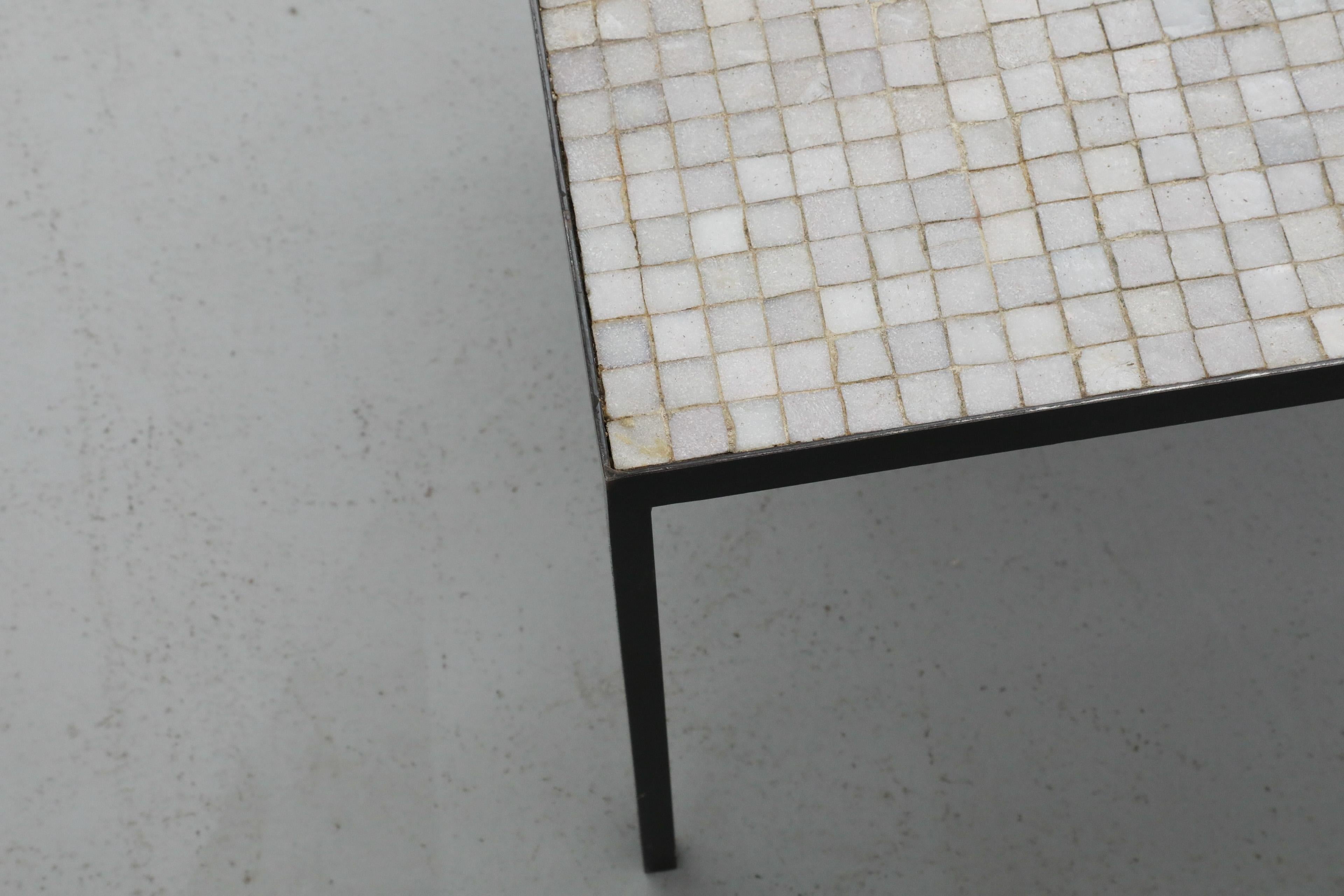 Floris Fiedeldij Square White & Gray Mosaic Tile Table for Artimeta, Black Legs For Sale 7