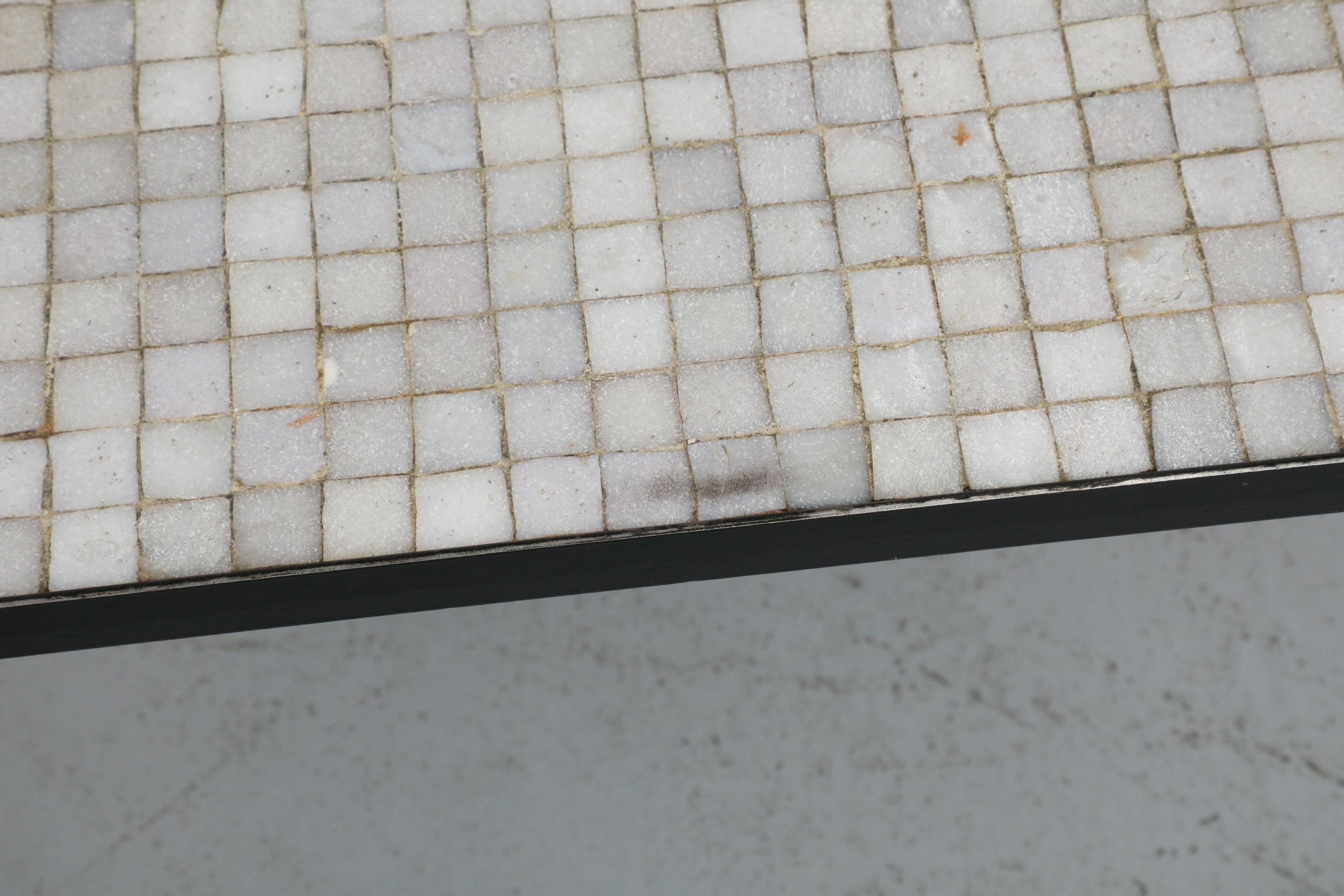 Floris Fiedeldij Square White & Gray Mosaic Tile Table for Artimeta, Black Legs For Sale 8