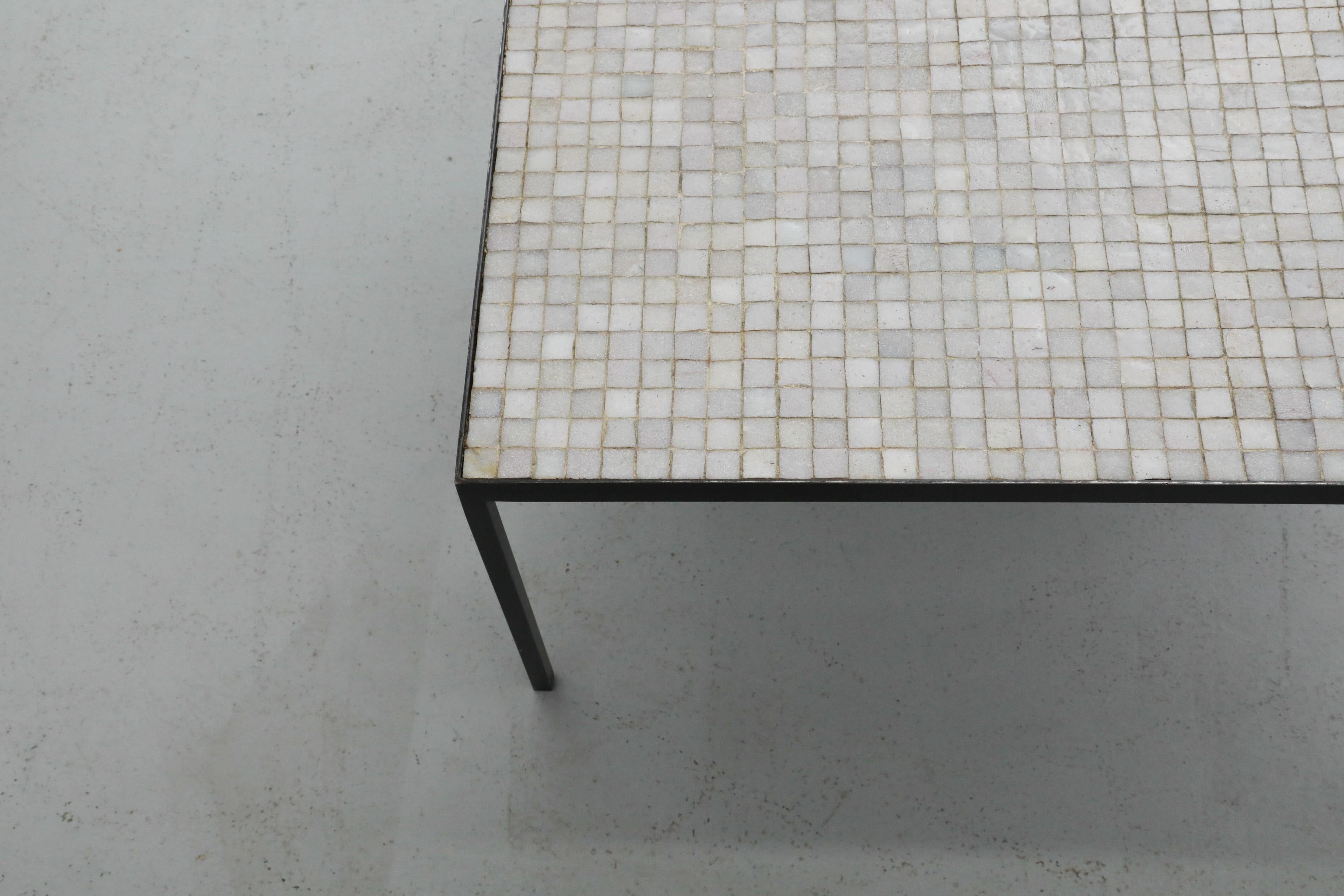 Floris Fiedeldij Square White & Gray Mosaic Tile Table for Artimeta, Black Legs For Sale 1