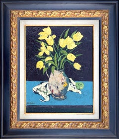 Antique Floris Jespers, Antwerp 1889 - 1965, Belgian Painter, 'Yellow Tulips', Signed