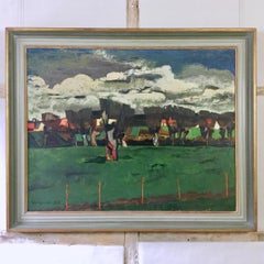 Paysage aux saules (Landscape with Willows) - large oil painting, green, trees