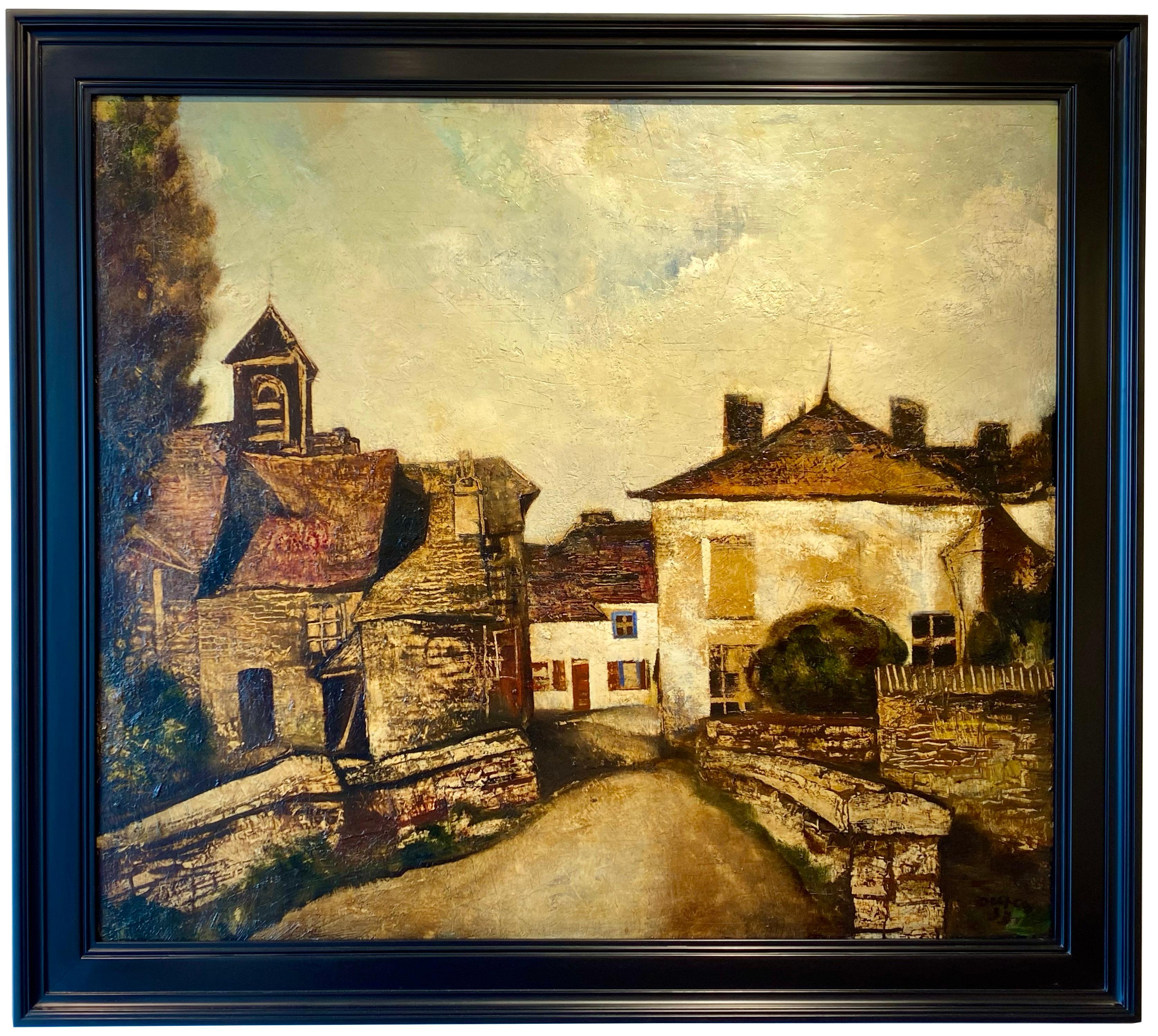 Jespers Floris
1889 – Antwerpen – 1965
Belgian Painter 

'Village Scene in Wallonia (Straimont), 1933'

Signature: signed lower right and dated 1933 'Jespers 33'
Medium: oil on panel
Dimensions: image size 107 x 120 cm, frame size 125 x 140